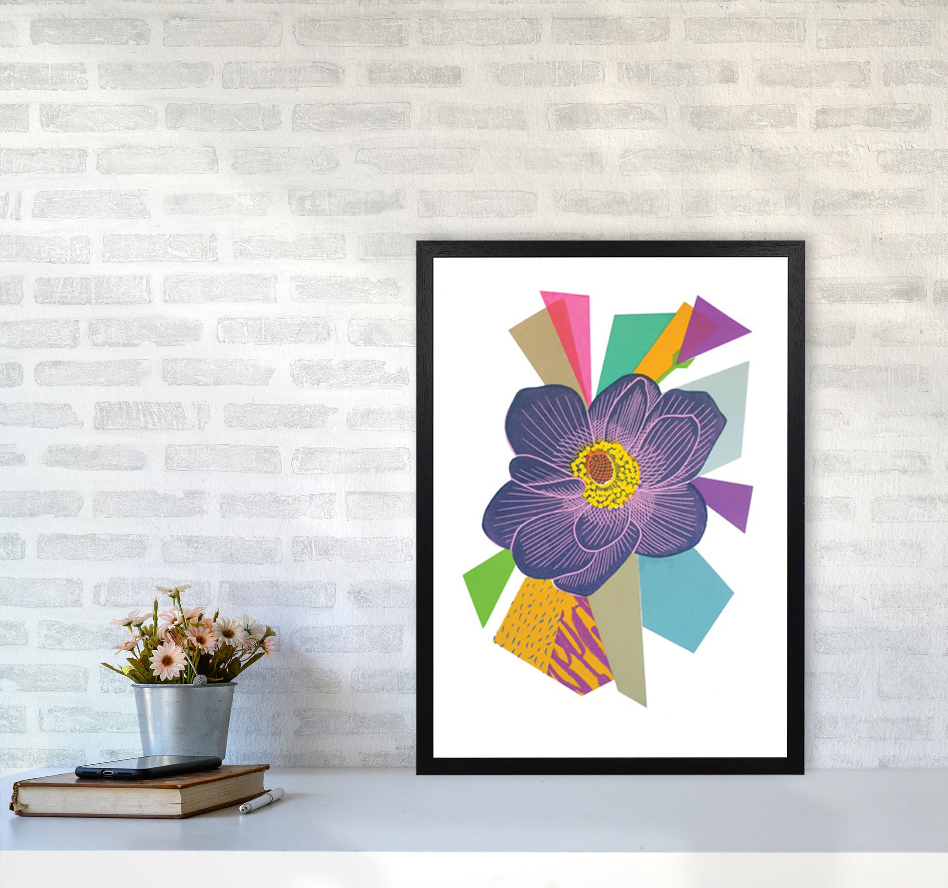 Anemone1 Series 1 Art Print by Kate Heiss A2 White Frame