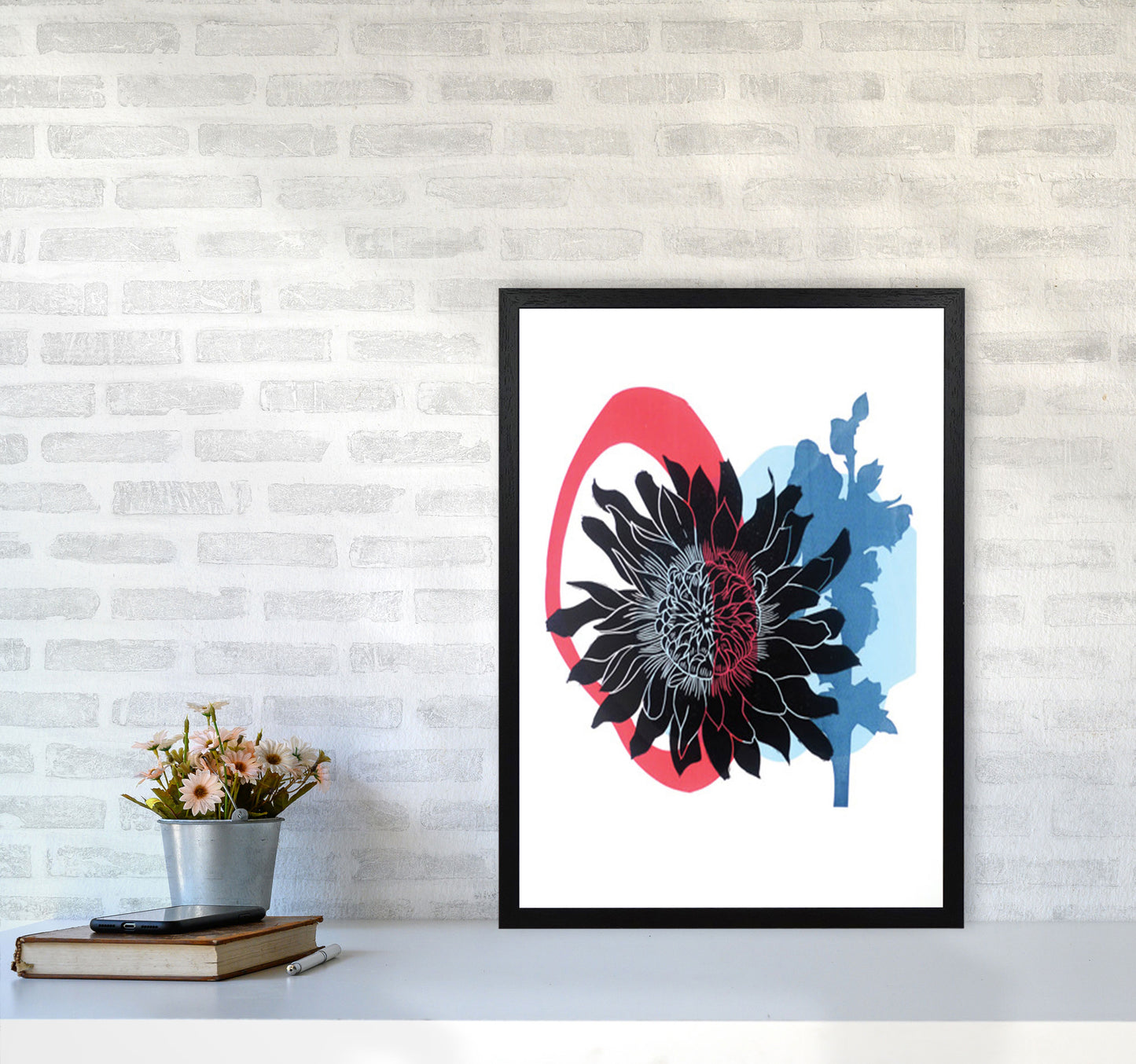 Dahlia PLpostcard Art Print by Kate Heiss A2 White Frame