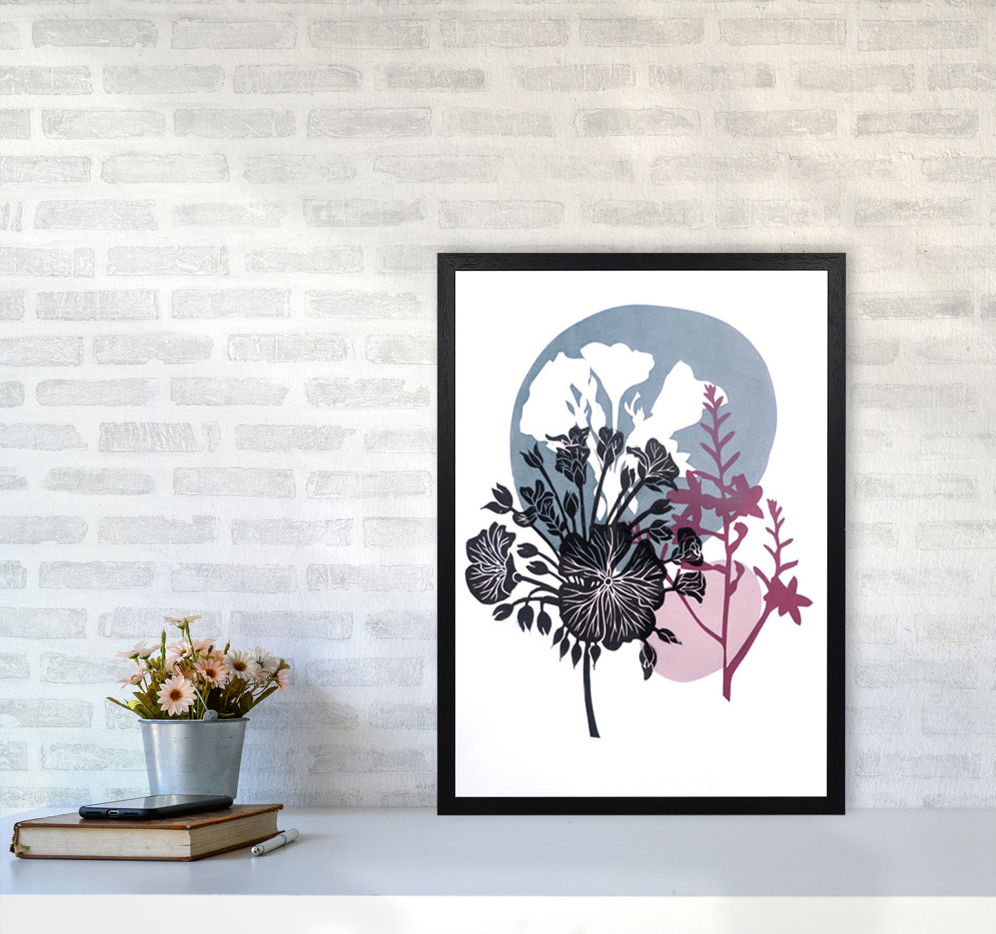 Montbretia postcard Art Print by Kate Heiss A2 White Frame