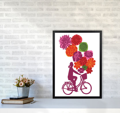 Bike Blooms Art Print by Kate Heiss A2 White Frame