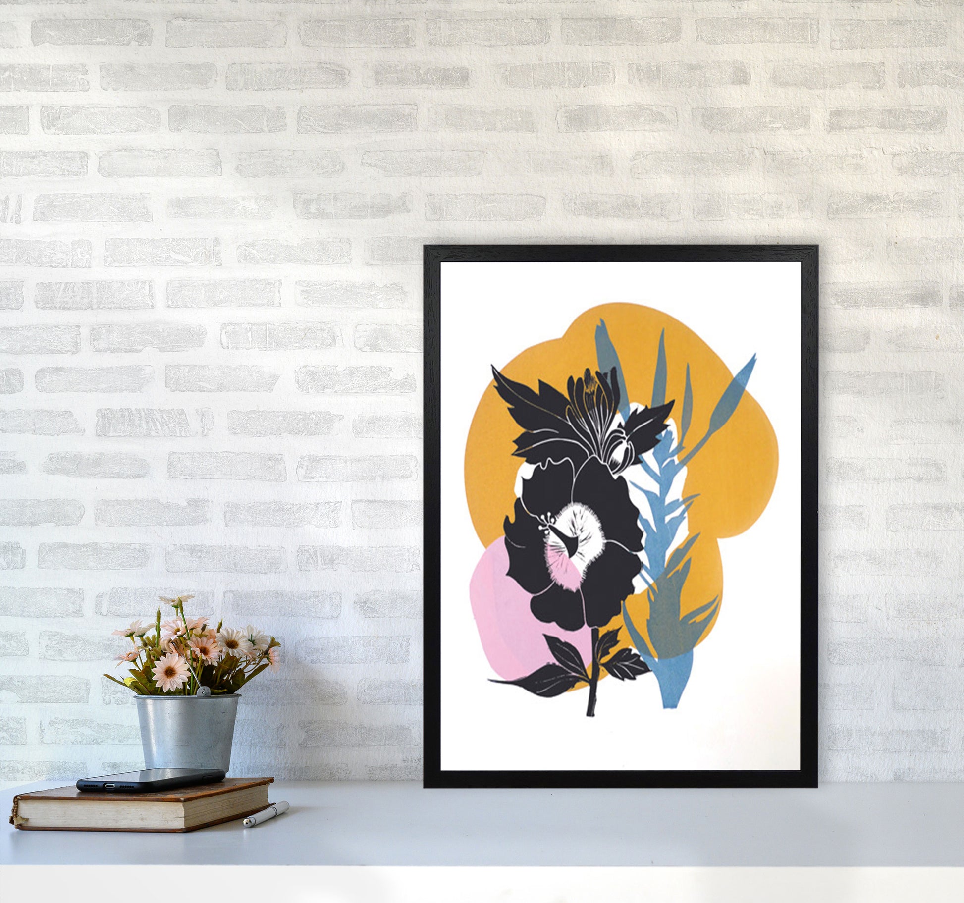 Hibiscus Art Print by Kate Heiss A2 White Frame