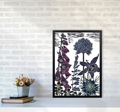 Foxgloves Art Print by Kate Heiss A2 White Frame