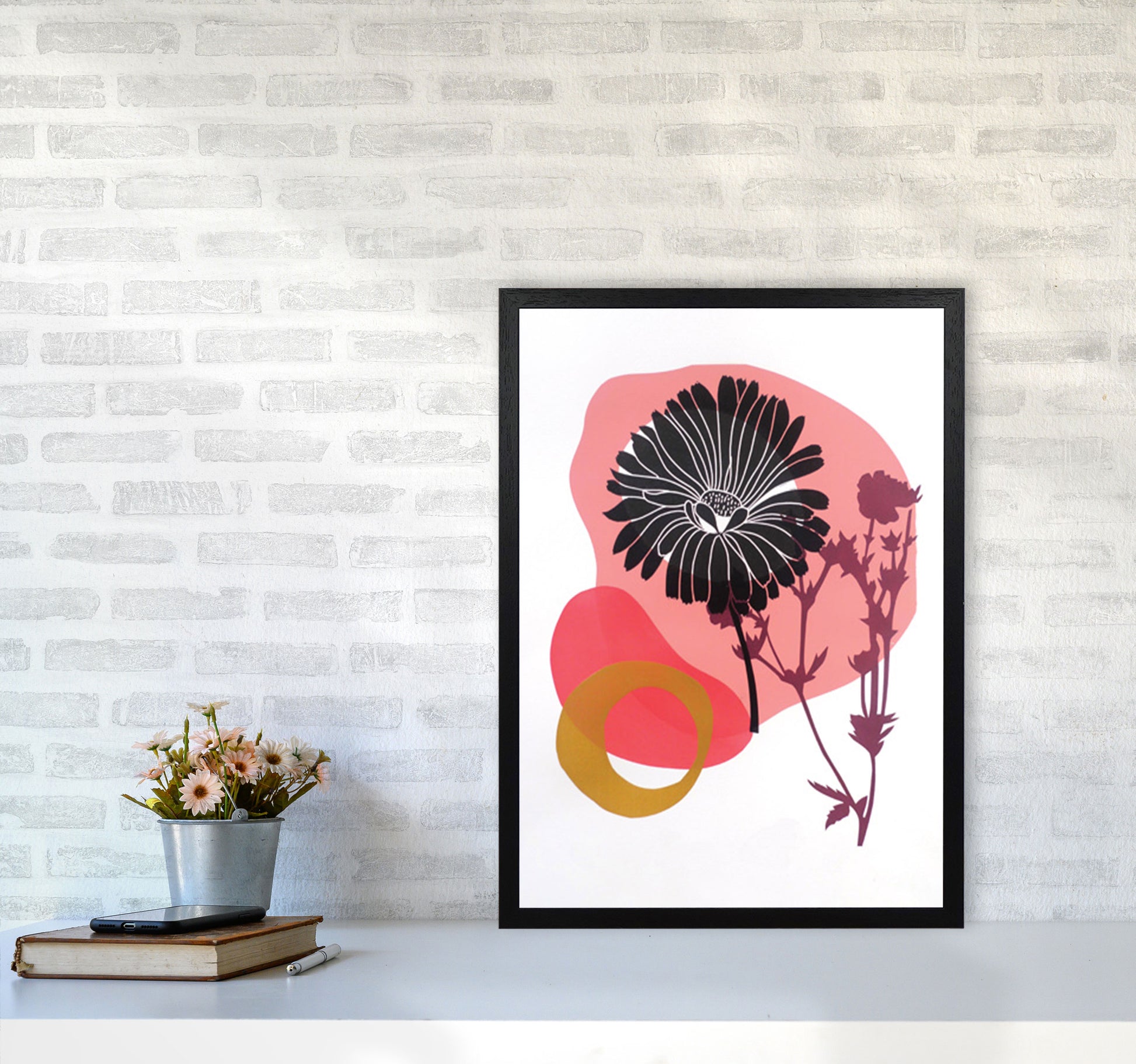 Calendula Officinalis postcard Art Print by Kate Heiss A2 White Frame