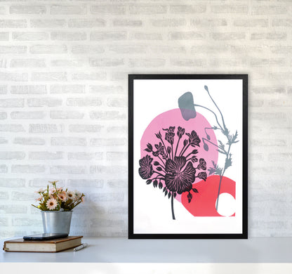 Geranium & Poppy Art Print by Kate Heiss A2 White Frame