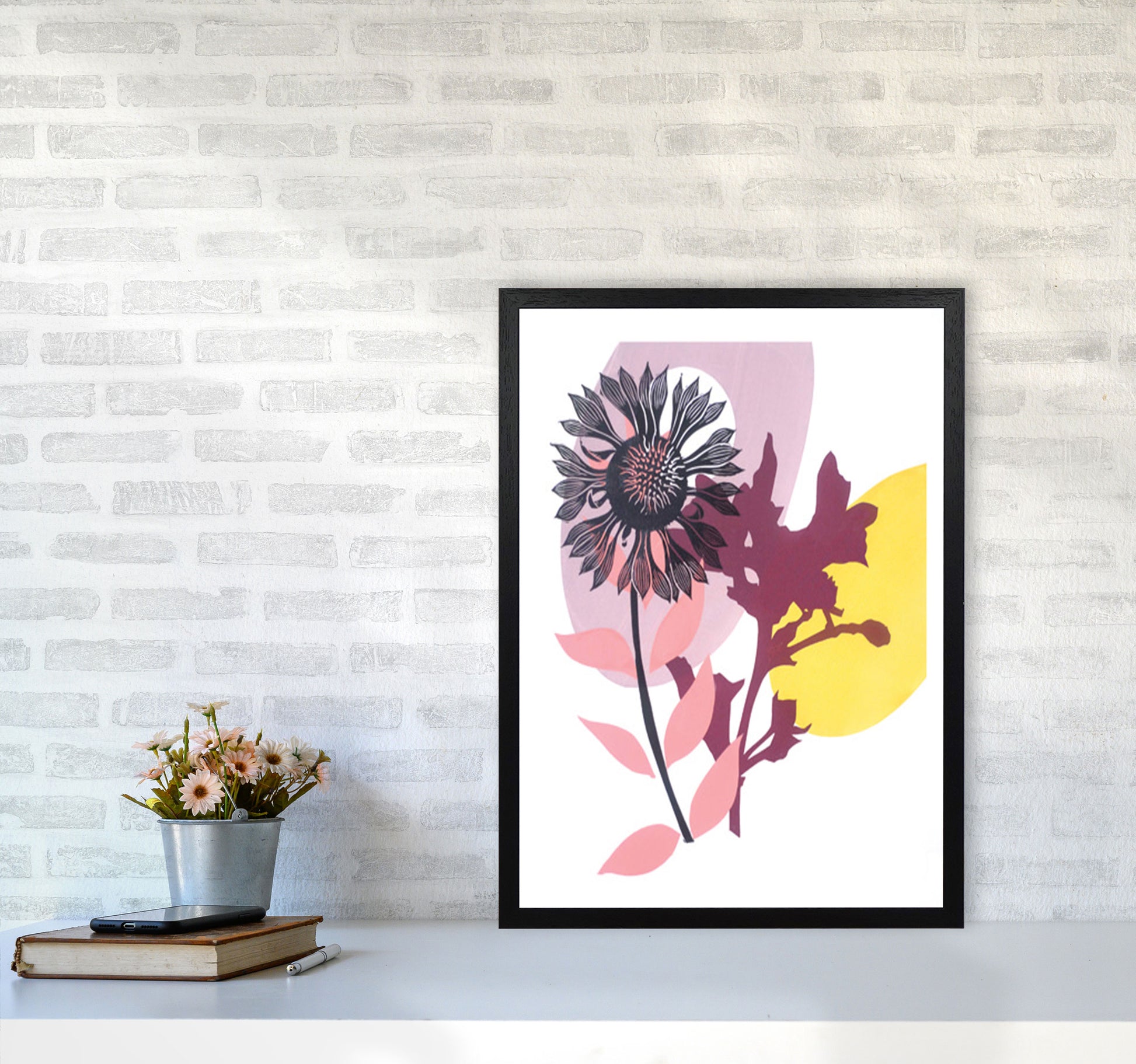 Gaillardia postcard Art Print by Kate Heiss A2 White Frame