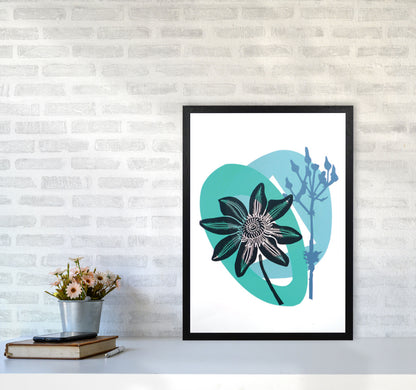 Clematis & Ragwort postcard Art Print by Kate Heiss A2 White Frame