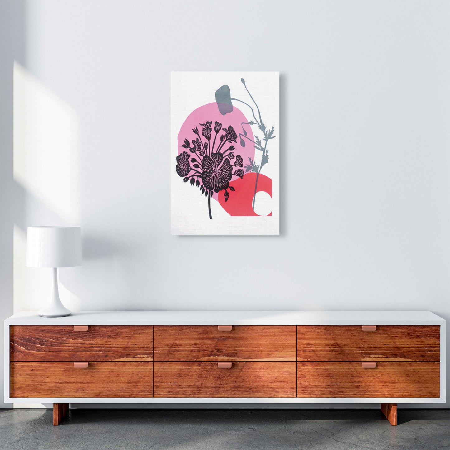 Geranium & Poppy Art Print by Kate Heiss A2 Canvas