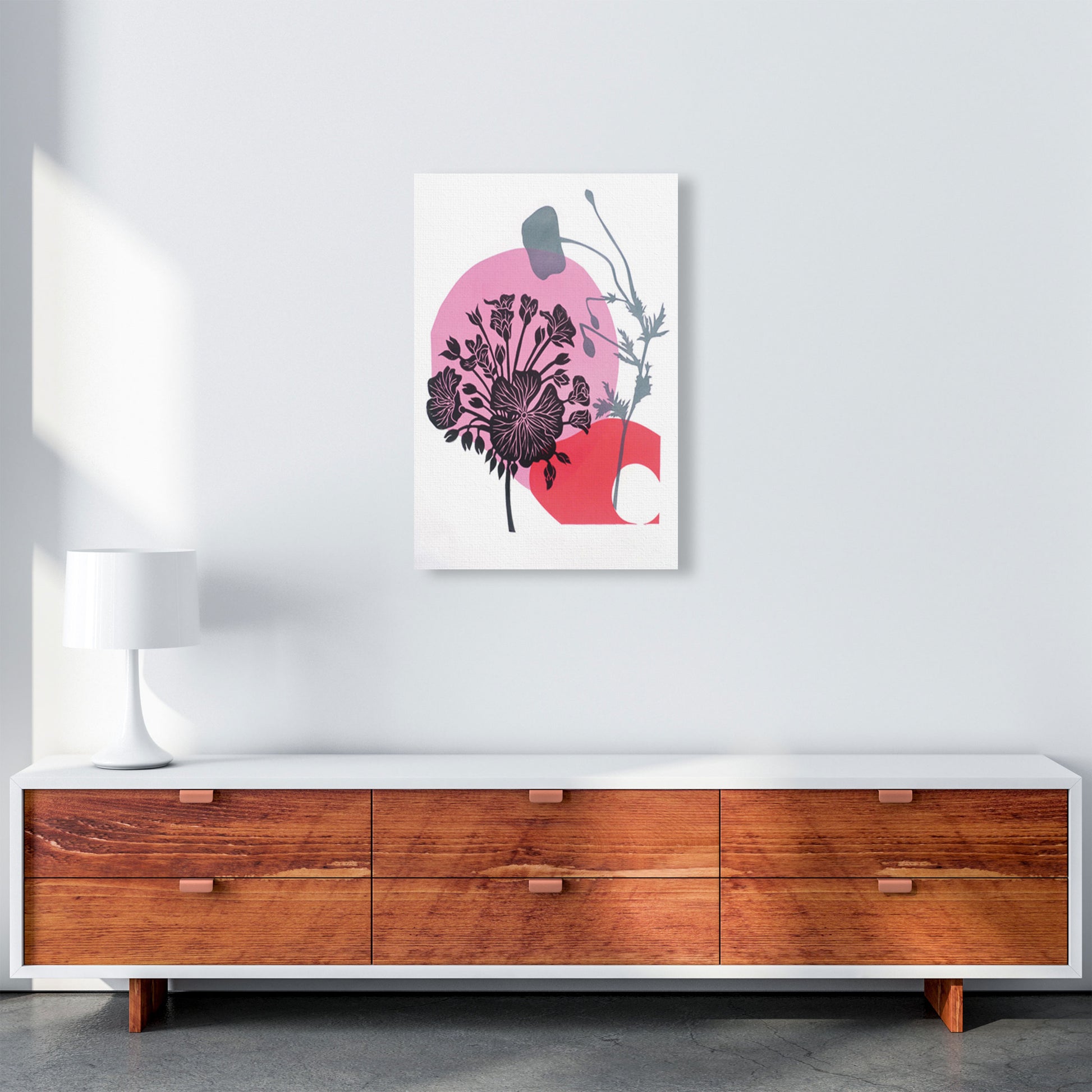 Geranium & Poppy Art Print by Kate Heiss A2 Canvas