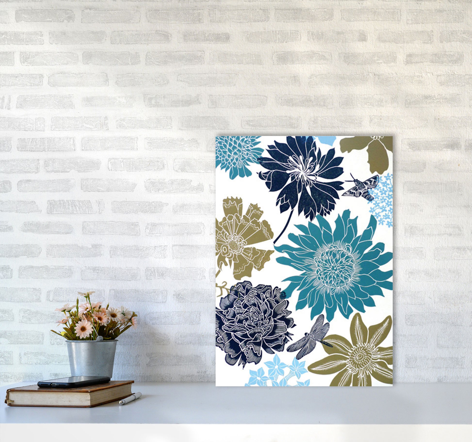 CottageGarden 9 postcard Art Print by Kate Heiss A2 Black Frame
