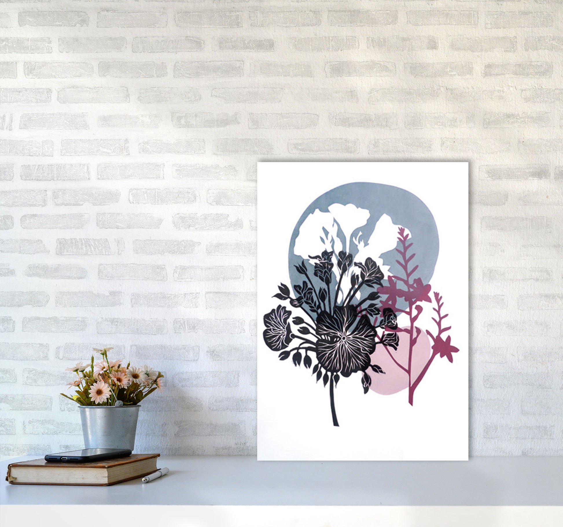 Montbretia postcard Art Print by Kate Heiss A2 Black Frame