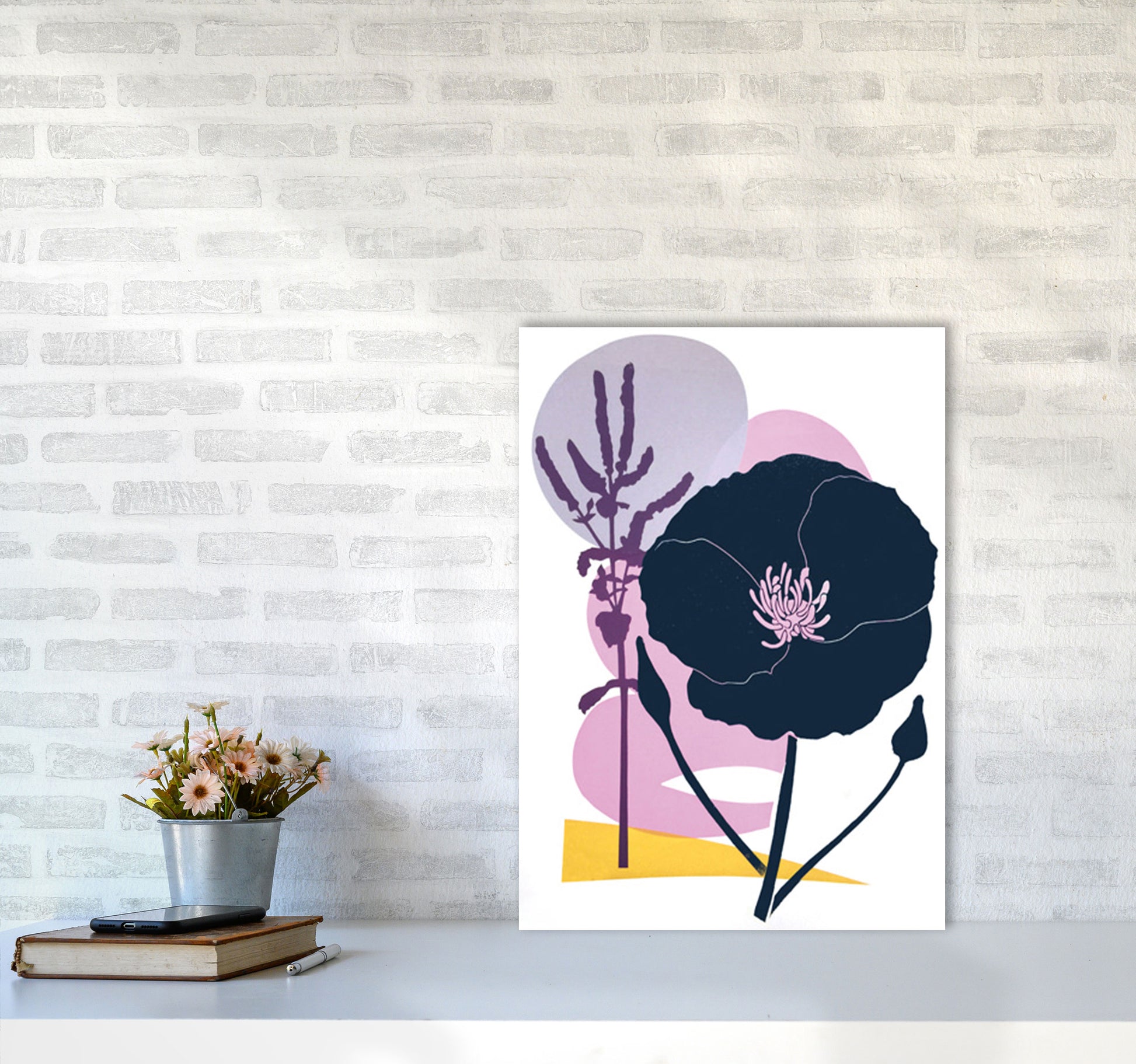 California Poppy postcard Art Print by Kate Heiss A2 Black Frame