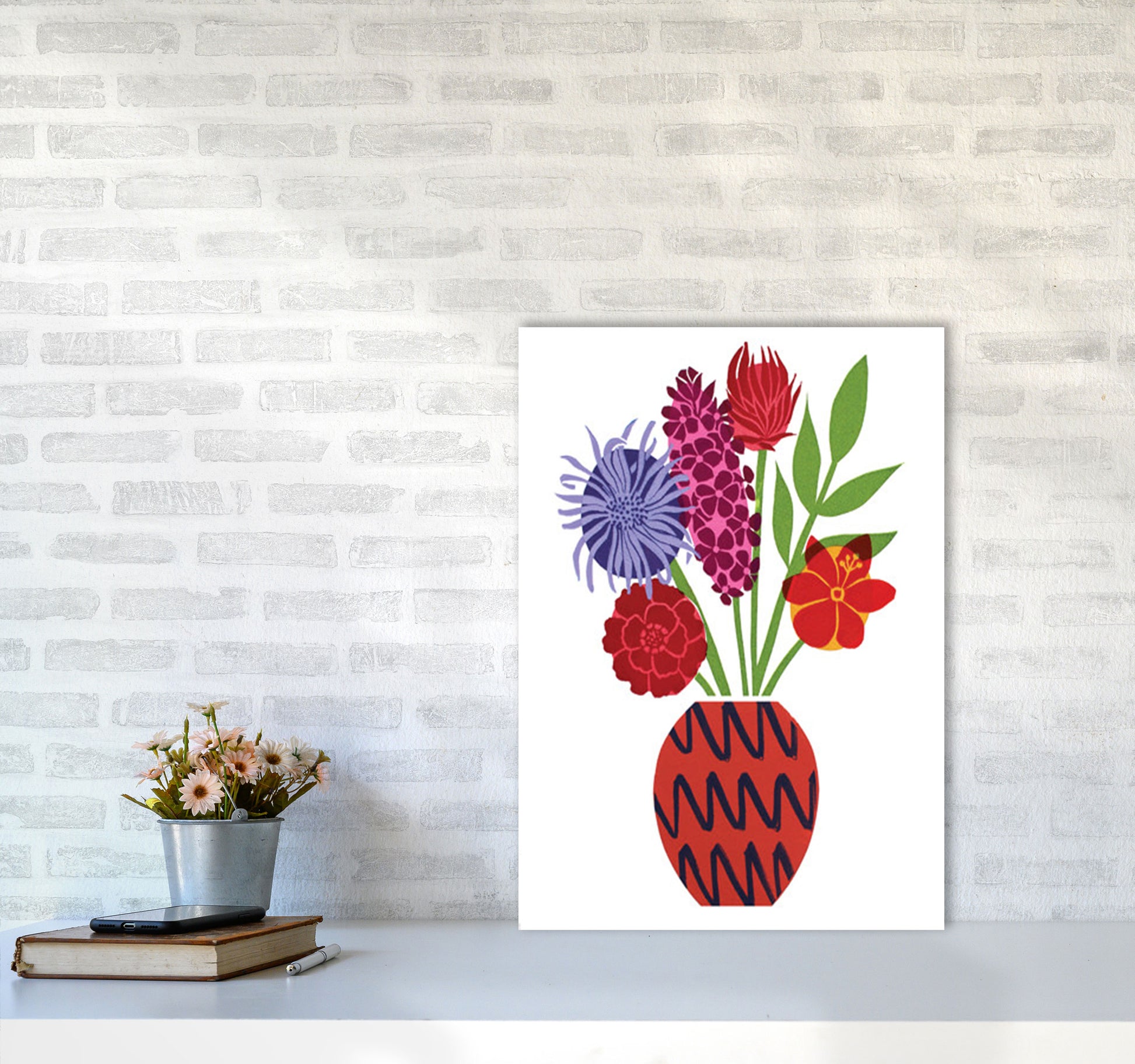 Zig Zag Vase Art Print by Kate Heiss A2 Black Frame