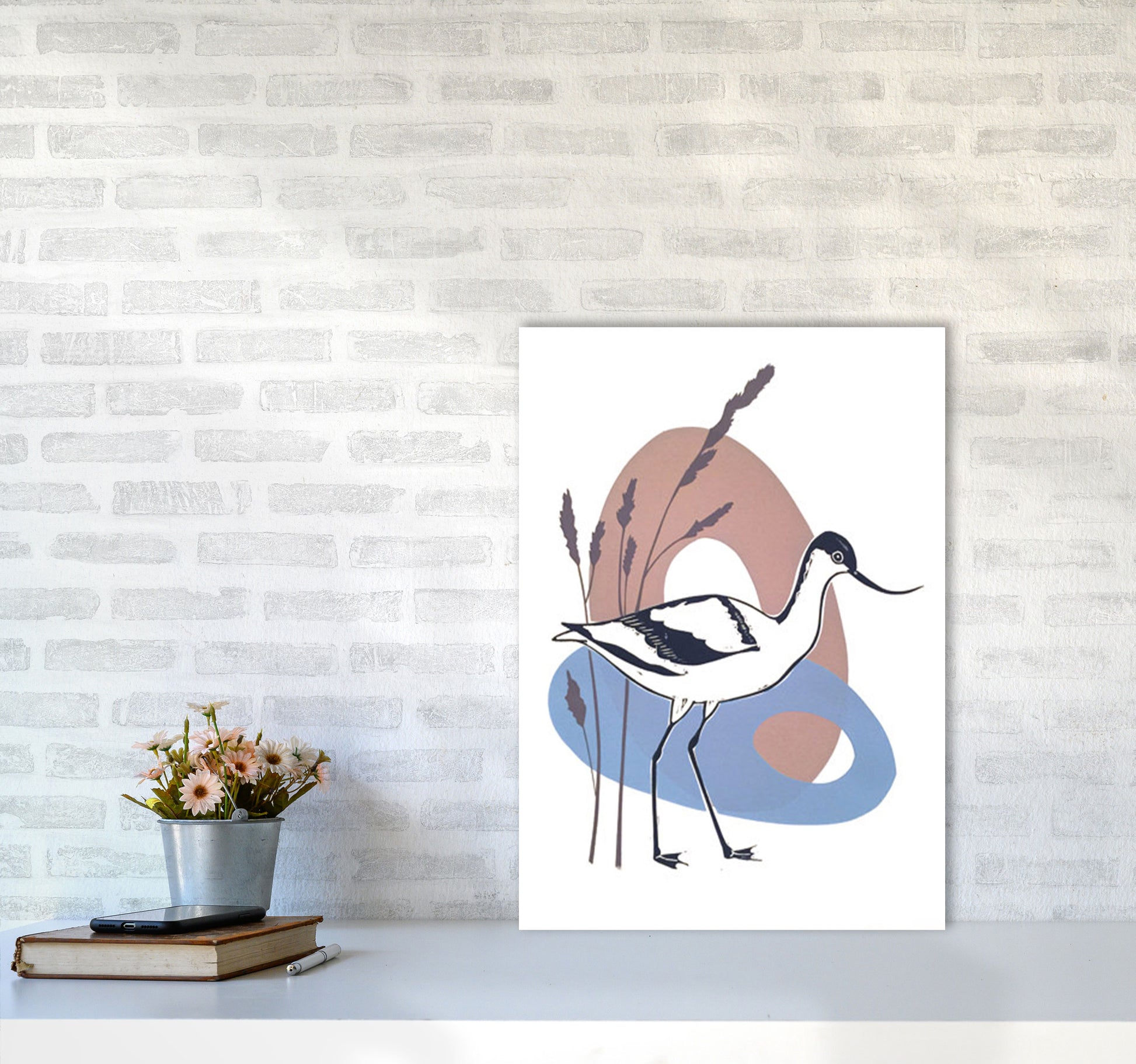 Avocet At Thornham Art Print by Kate Heiss A2 Black Frame