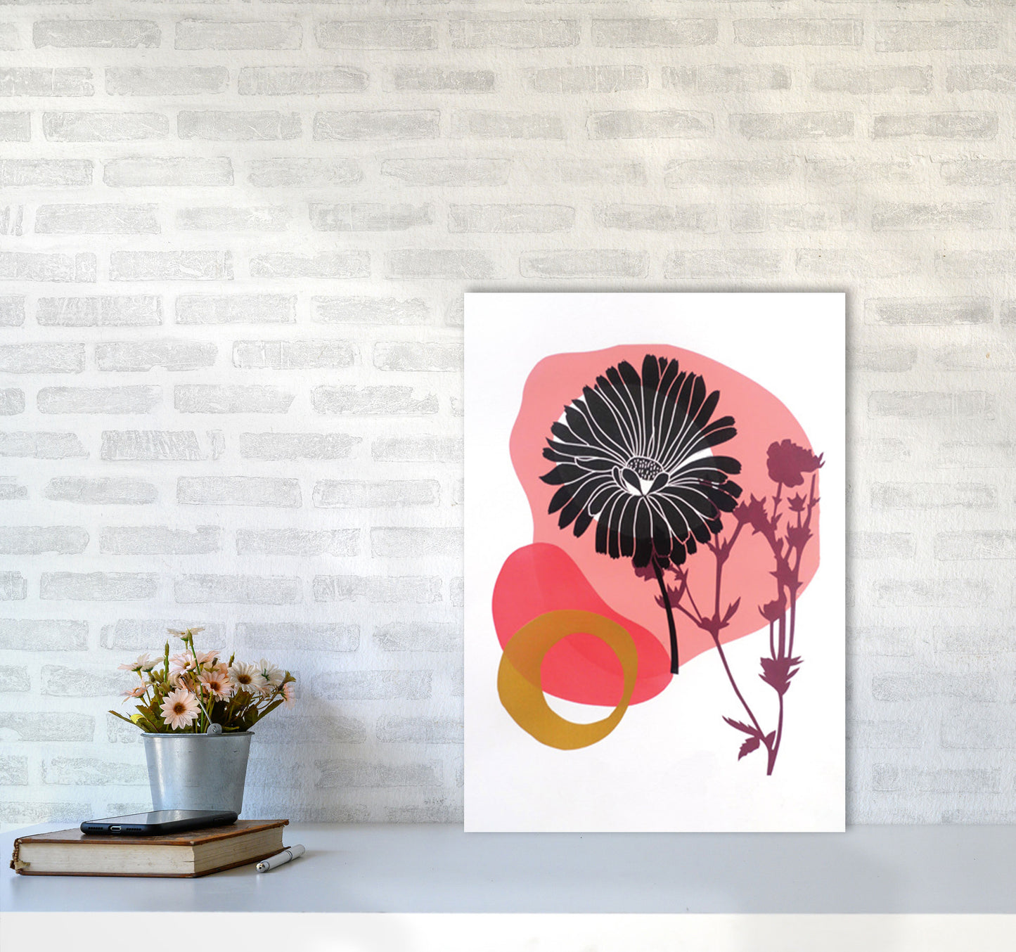 Calendula Officinalis postcard Art Print by Kate Heiss A2 Black Frame