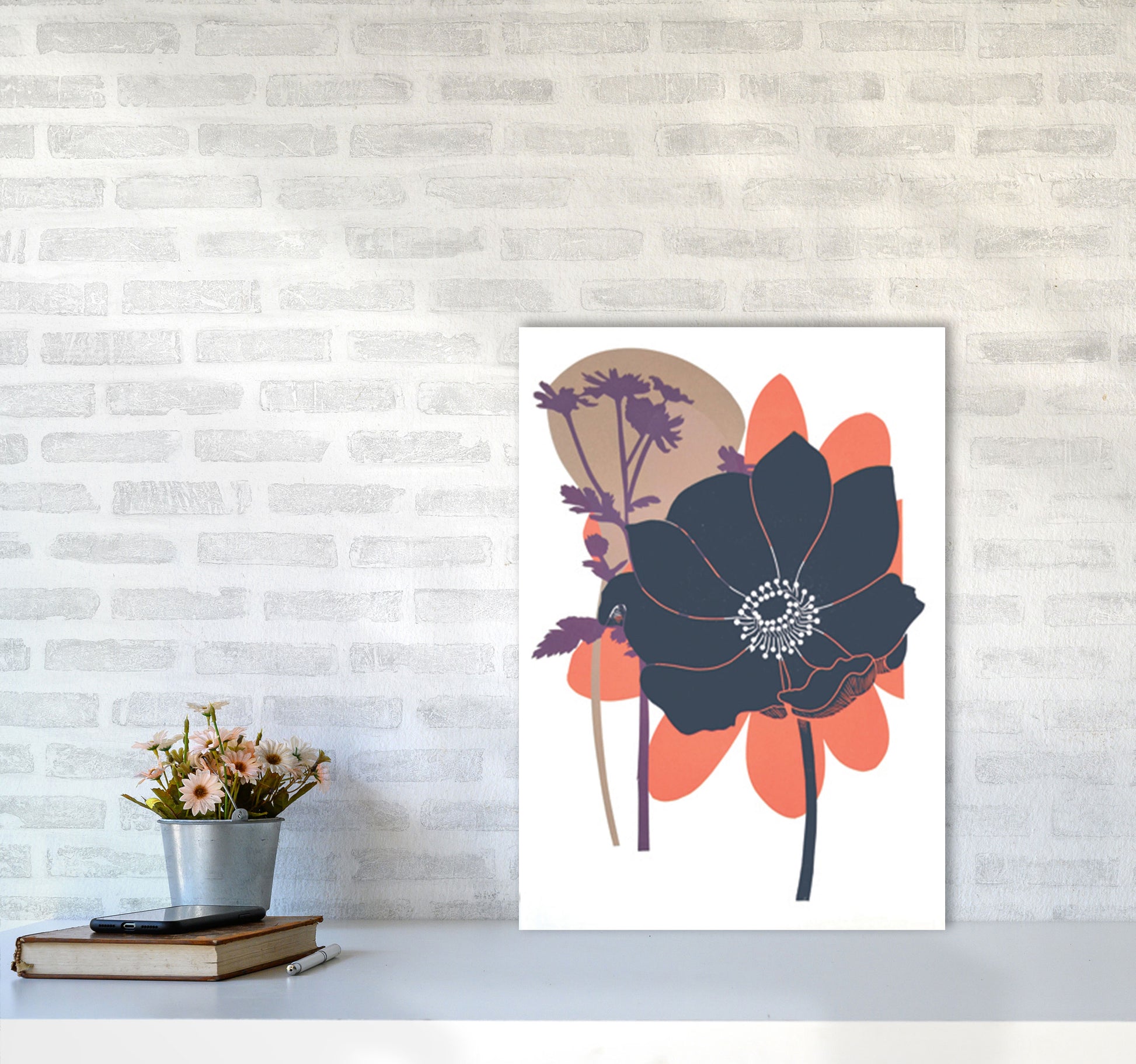 Anemone Coronaria Art Print by Kate Heiss A2 Black Frame