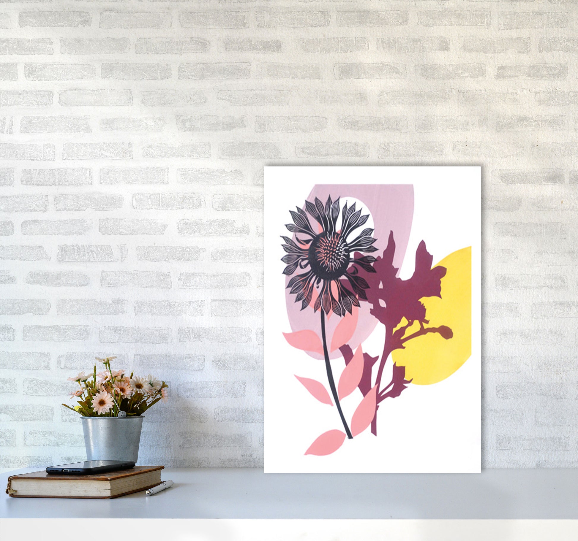 Gaillardia postcard Art Print by Kate Heiss A2 Black Frame