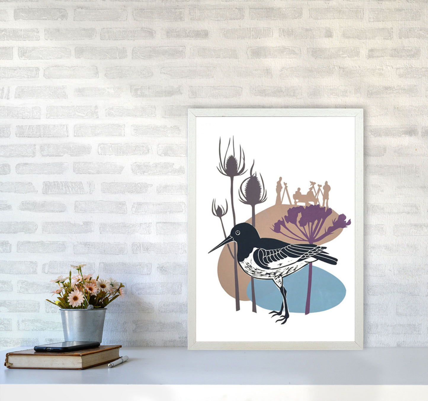 Birdwatchers Art Print by Kate Heiss A2 Oak Frame