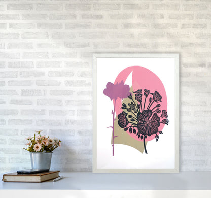 Geranium & Campanula Art Print by Kate Heiss A2 Oak Frame