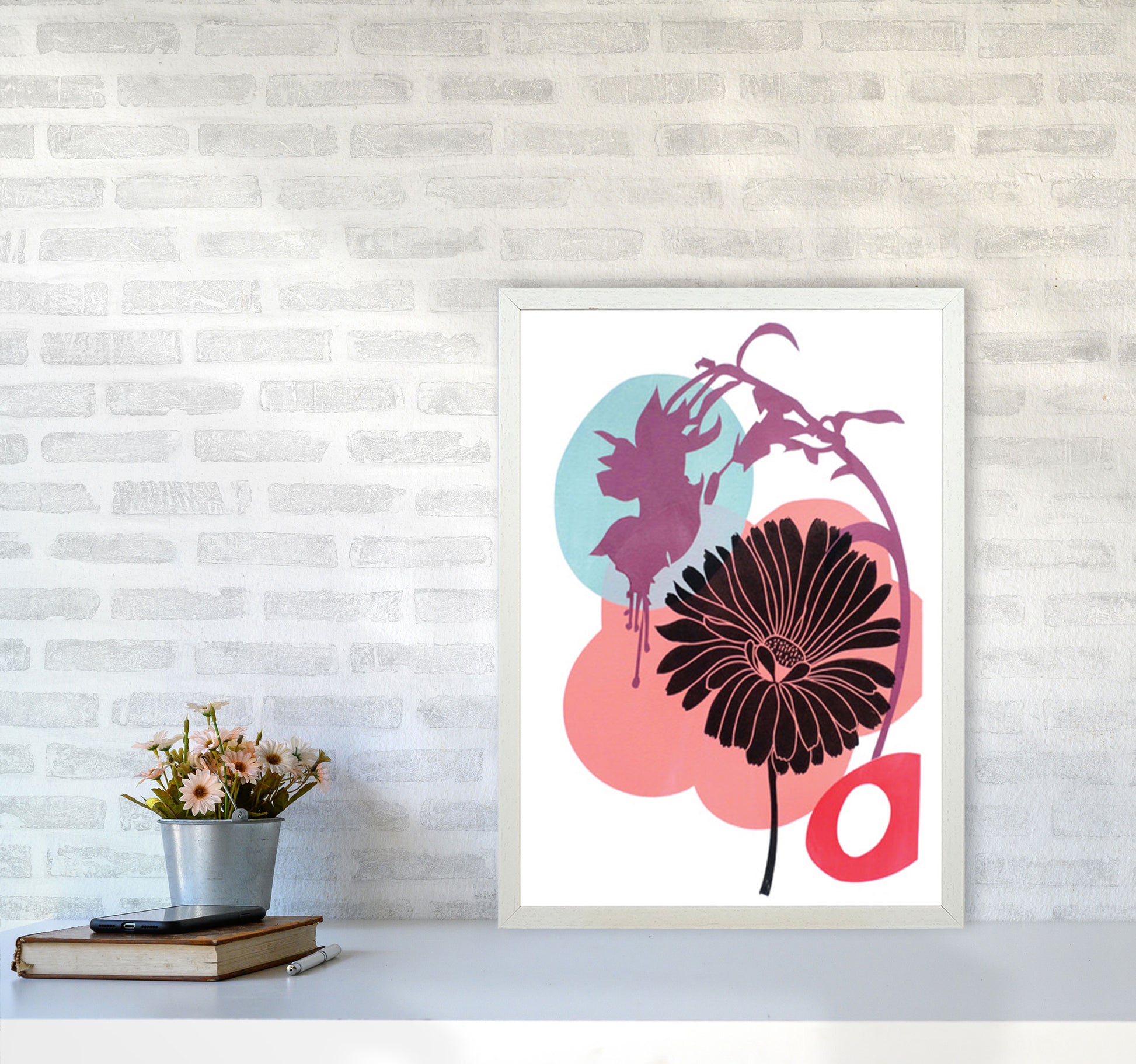 Fuschia Art Print by Kate Heiss A2 Oak Frame