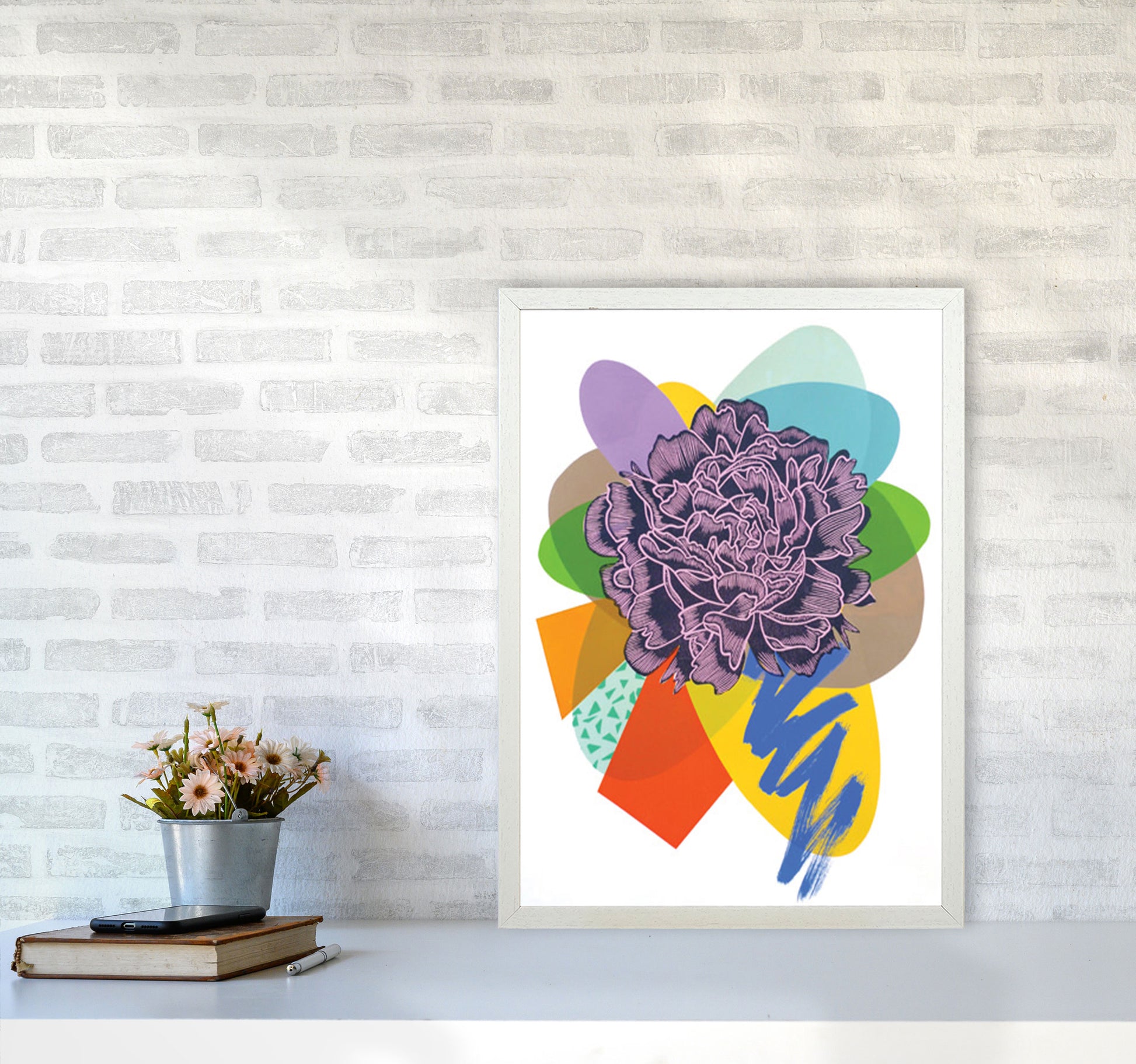 Peony 4 Series 1 Art Print by Kate Heiss A2 Oak Frame