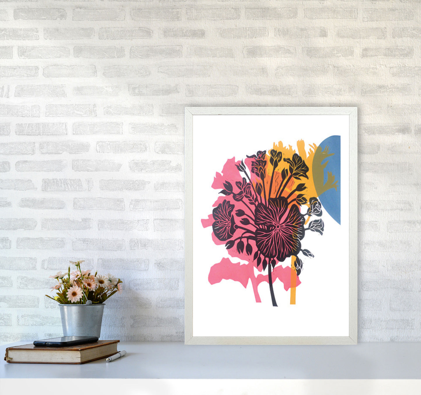 Geranium Art Print by Kate Heiss A2 Oak Frame