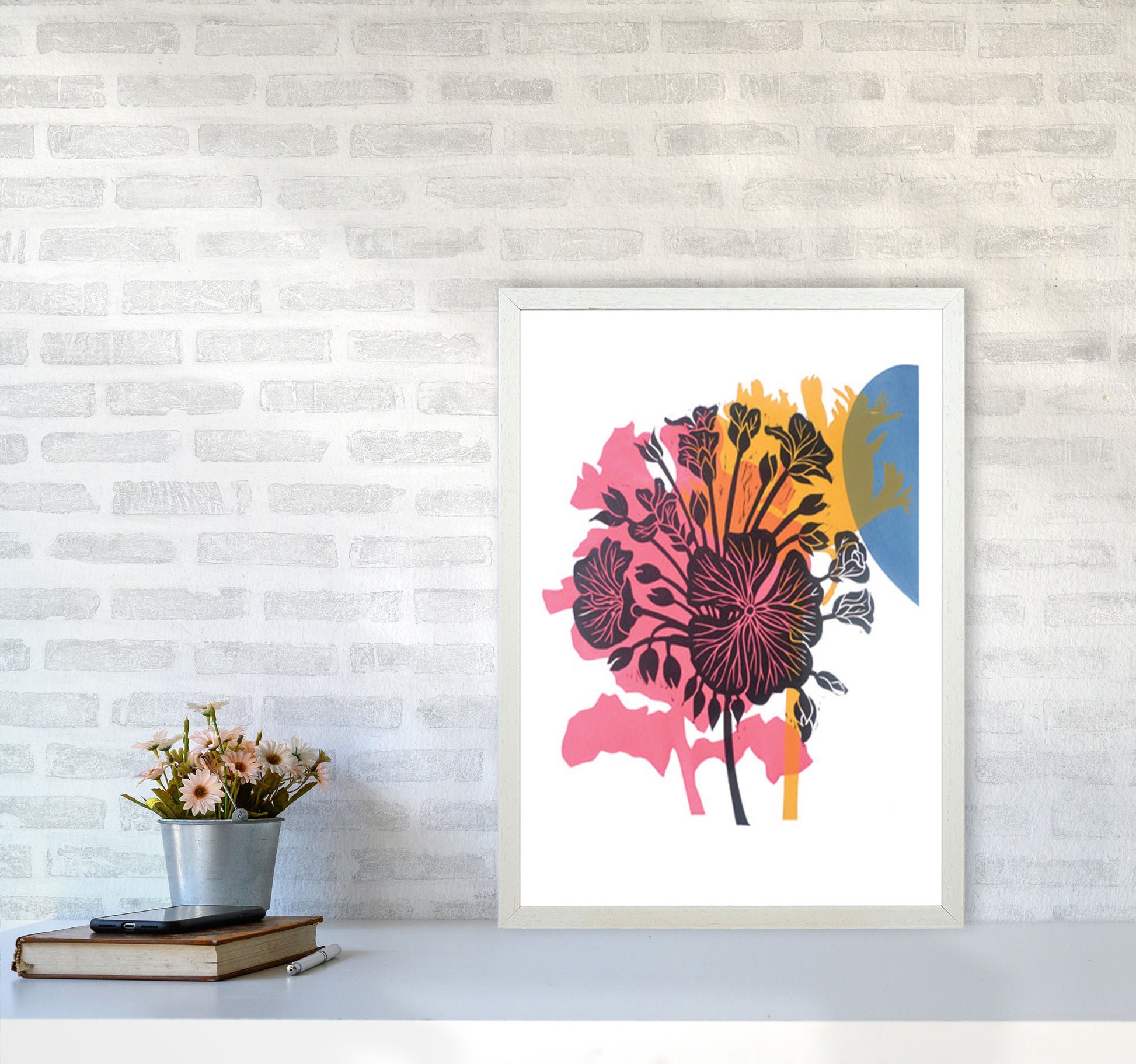 Geranium Art Print by Kate Heiss A2 Oak Frame