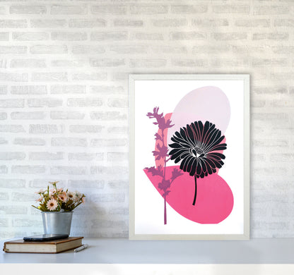 Calendula & Mallow Art Print by Kate Heiss A2 Oak Frame