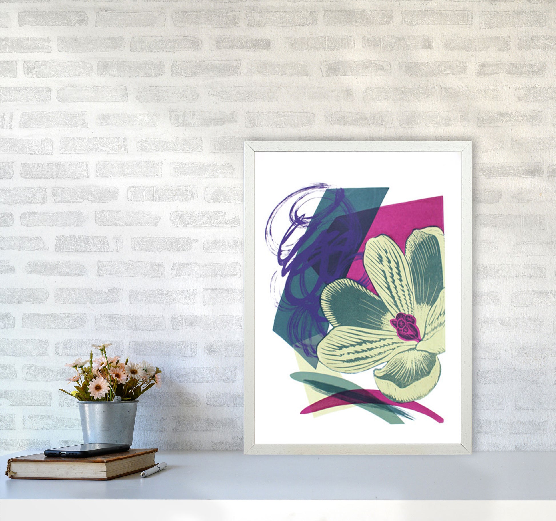 Spring Garden Art Print by Kate Heiss A2 Oak Frame