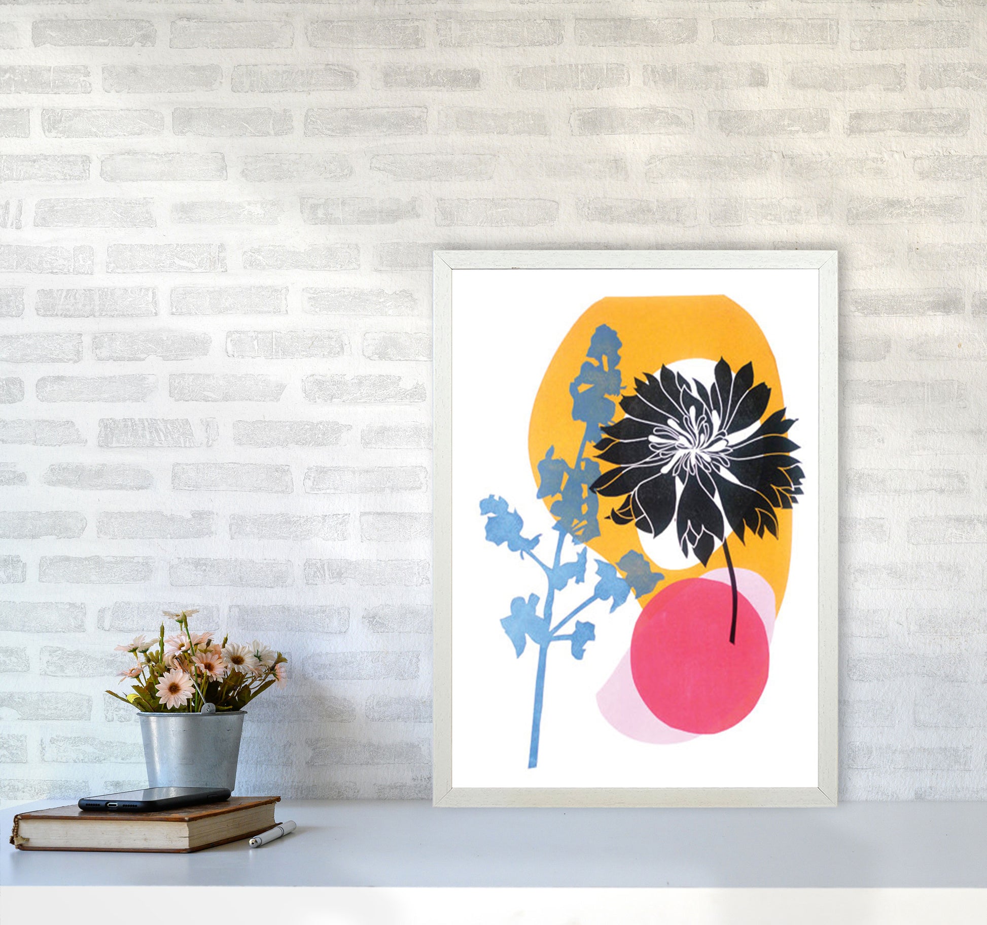Cornflower Art Print by Kate Heiss A2 Oak Frame