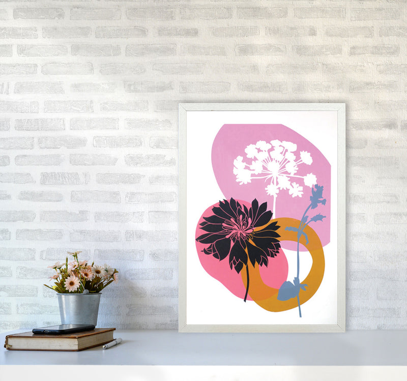 Cornflower & CowParsley postcard Art Print by Kate Heiss A2 Oak Frame