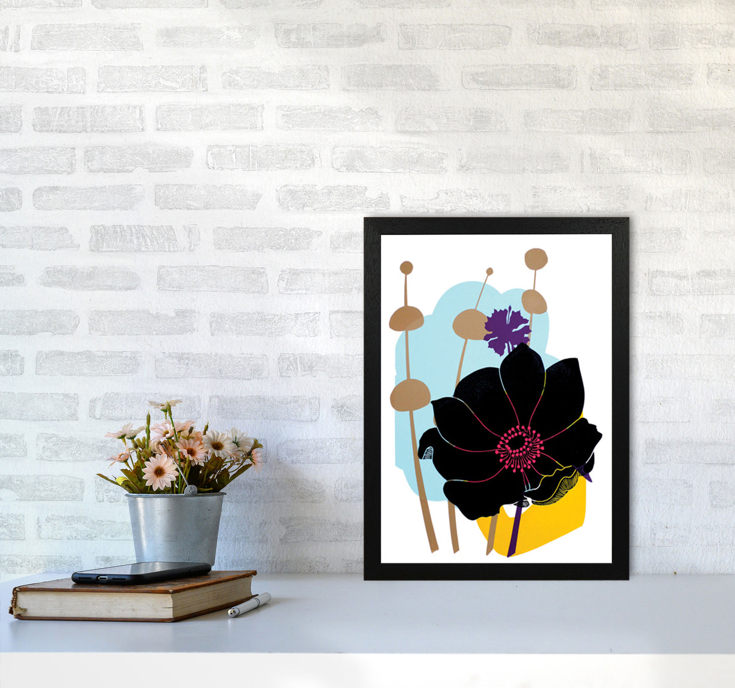 Anemone postcard Art Print by Kate Heiss A3 White Frame
