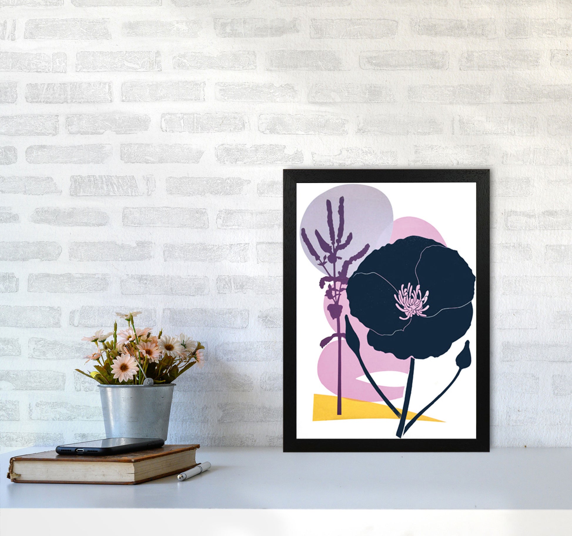 California Poppy postcard Art Print by Kate Heiss A3 White Frame