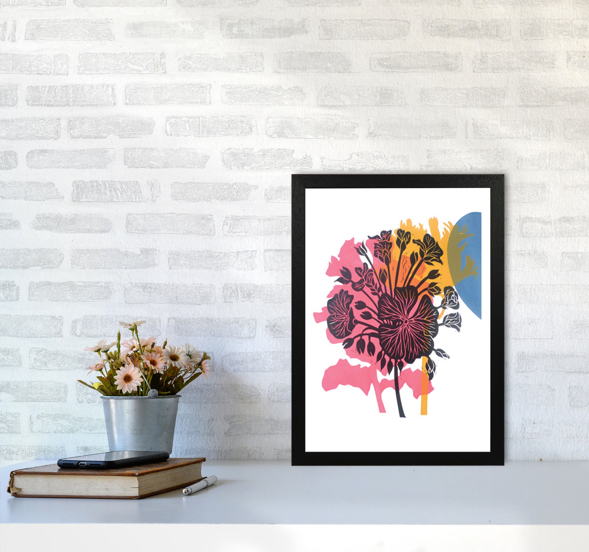 Geranium Art Print by Kate Heiss A3 White Frame