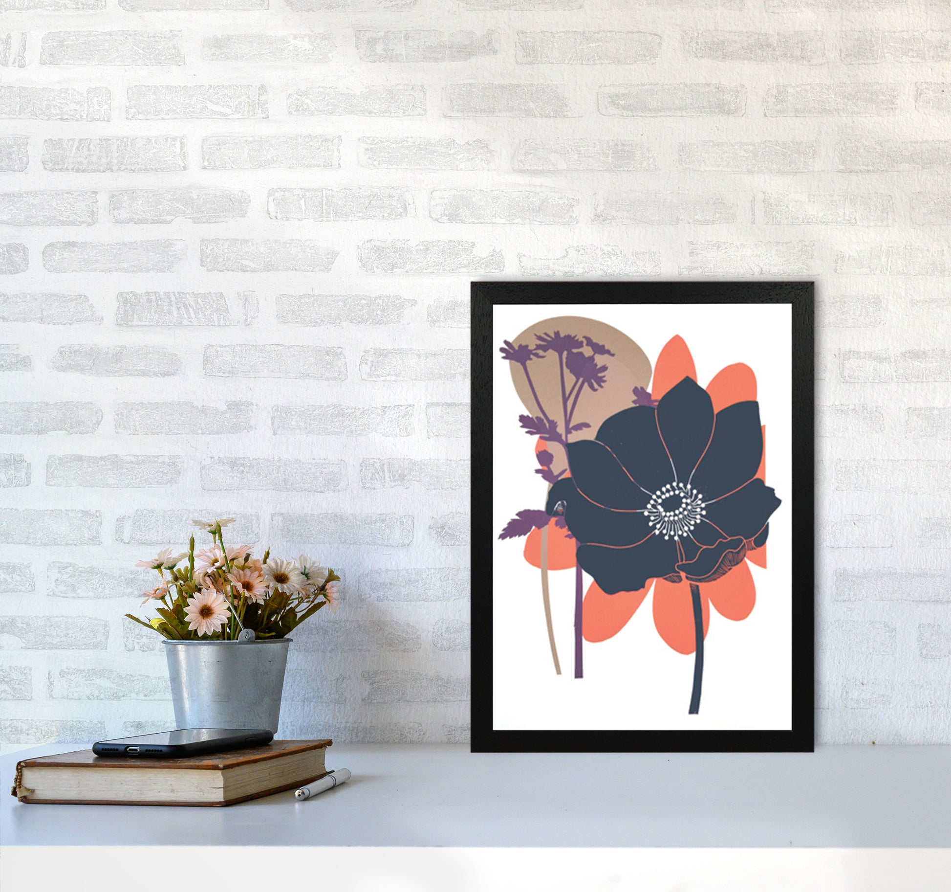 Anemone Coronaria Art Print by Kate Heiss A3 White Frame