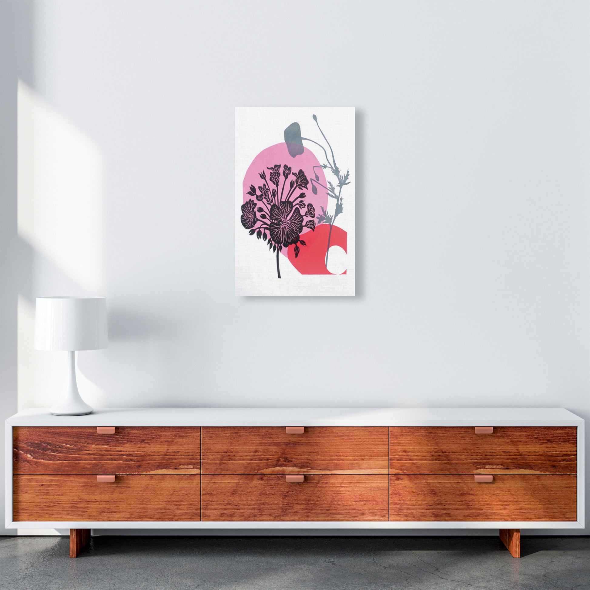 Geranium & Poppy Art Print by Kate Heiss A3 Canvas