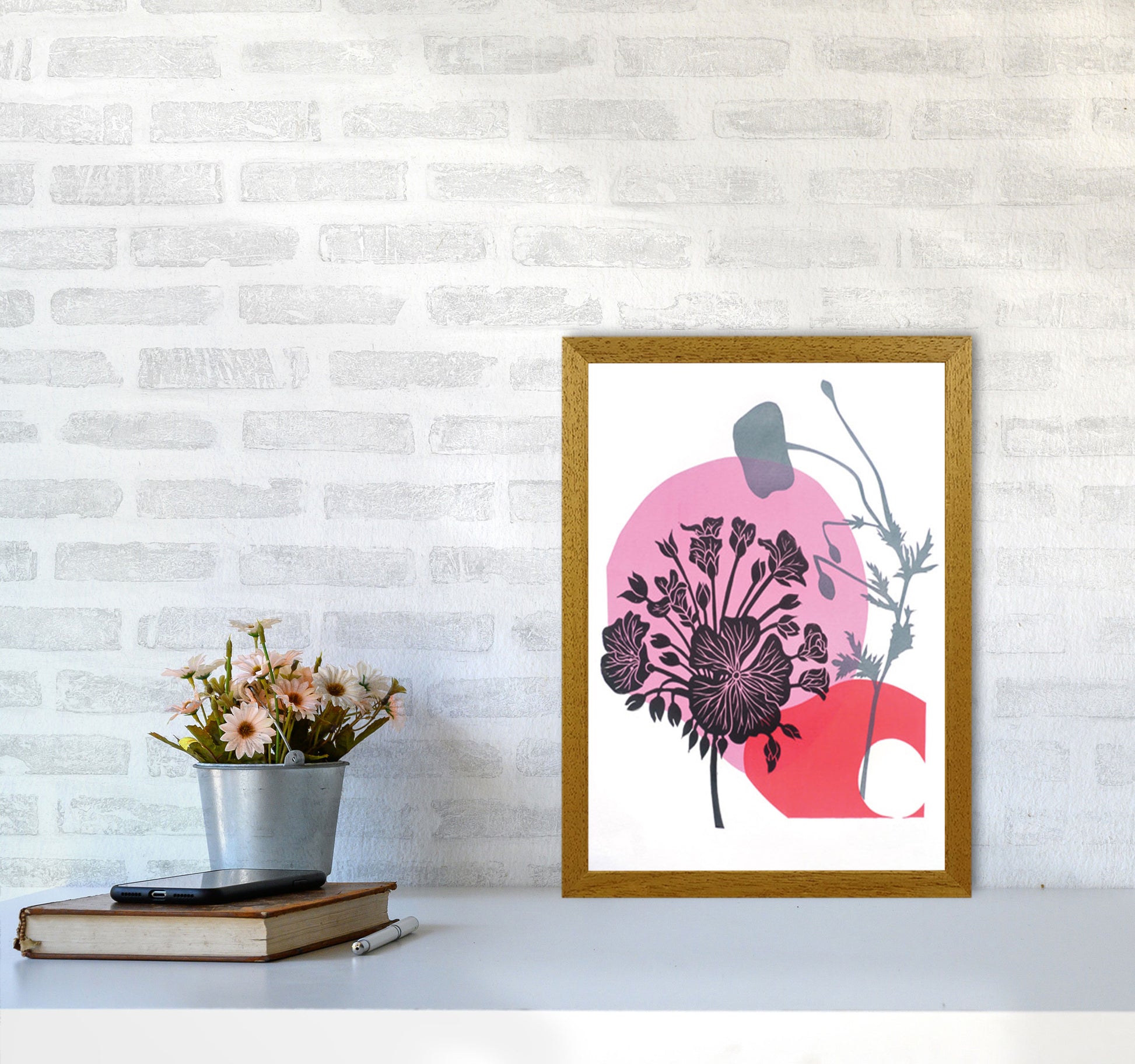 Geranium & Poppy Art Print by Kate Heiss A3 Print Only