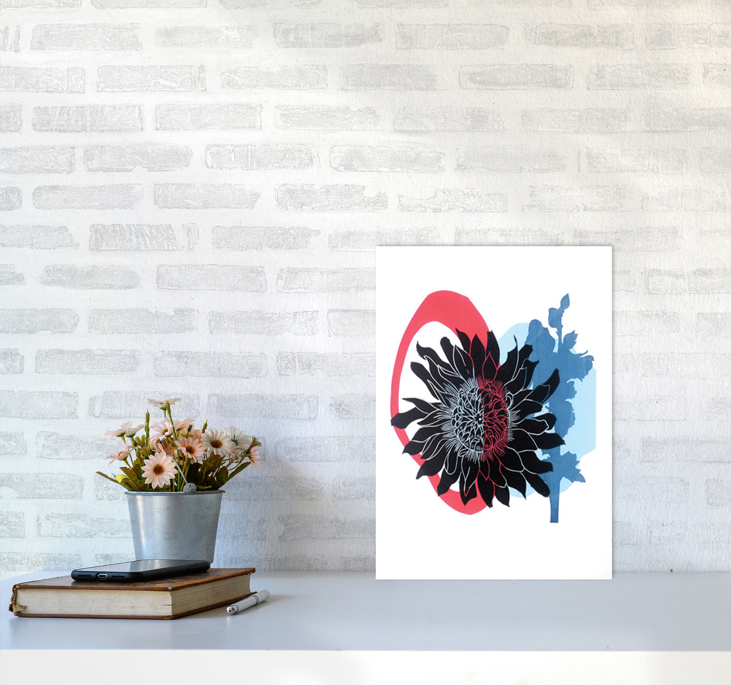 Dahlia PLpostcard Art Print by Kate Heiss A3 Black Frame