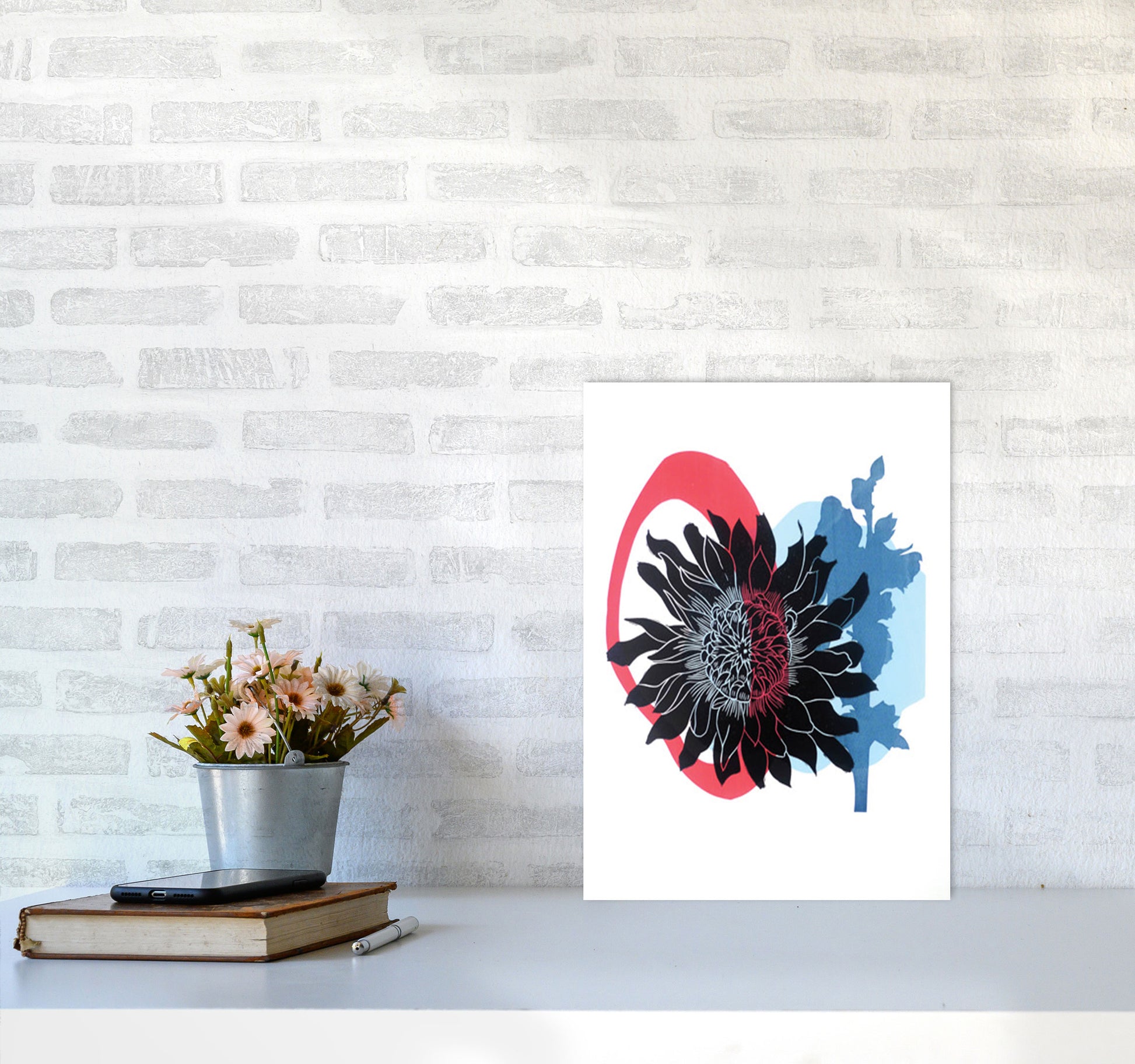 Dahlia PLpostcard Art Print by Kate Heiss A3 Black Frame