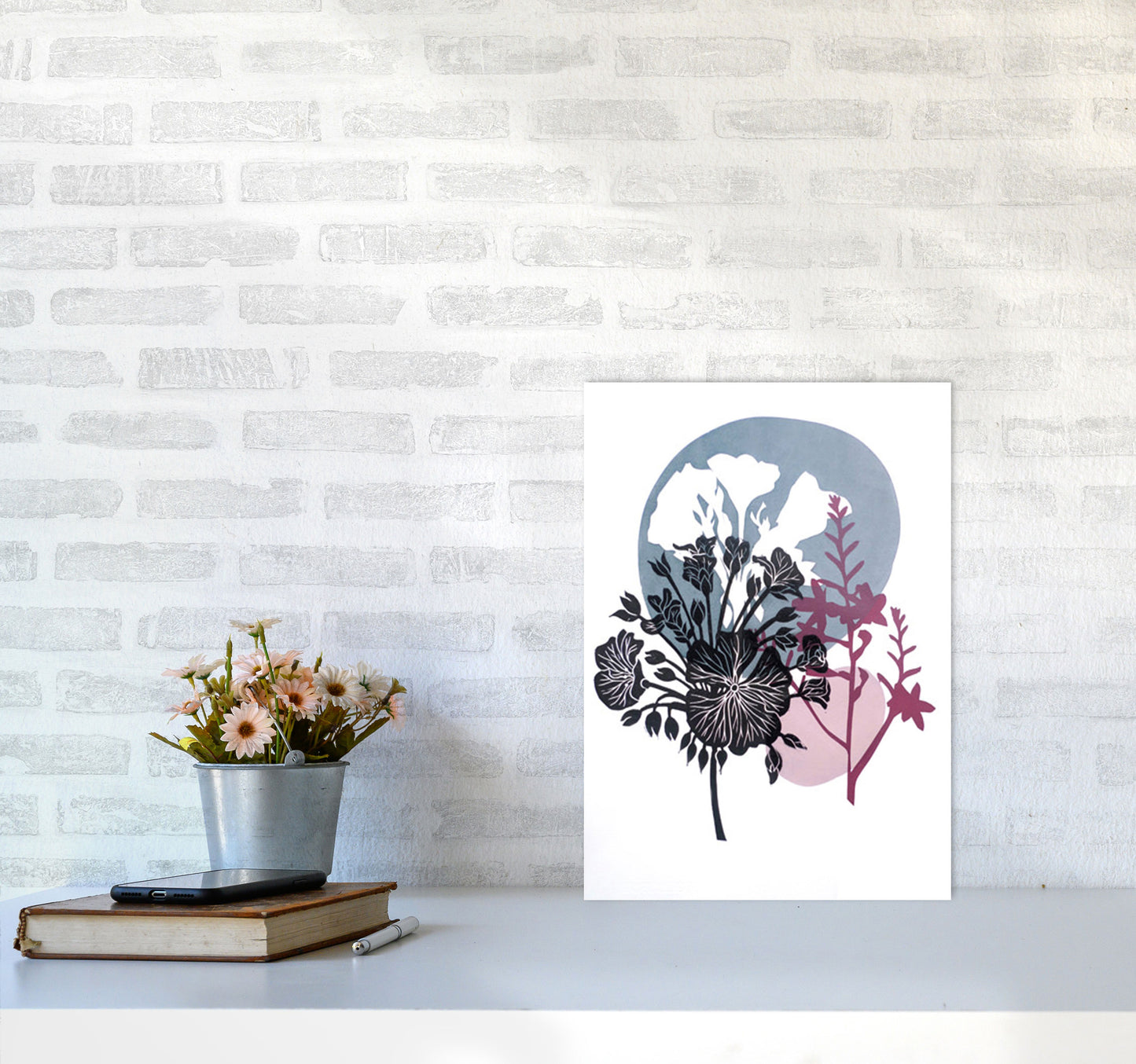 Montbretia postcard Art Print by Kate Heiss A3 Black Frame