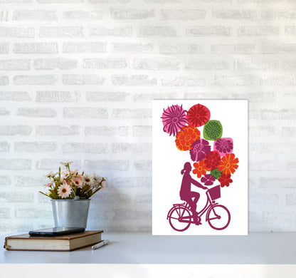 Bike Blooms Art Print by Kate Heiss A3 Black Frame