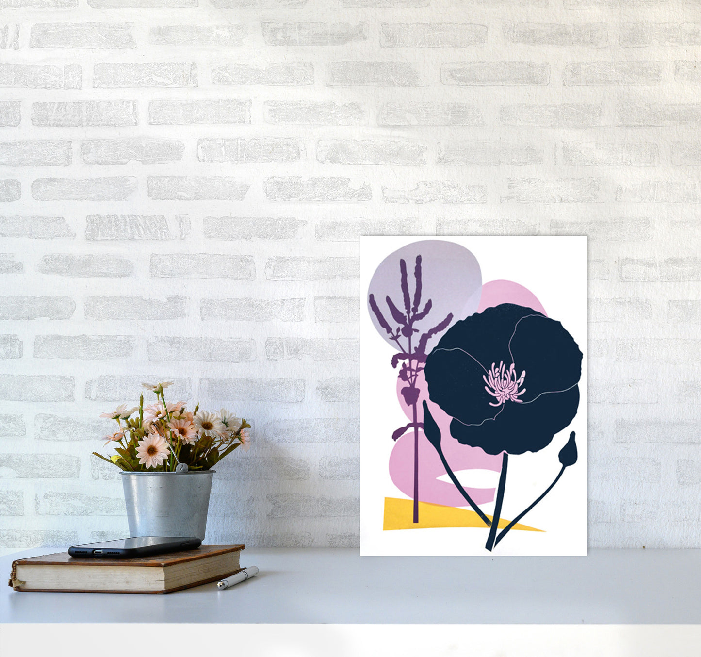 California Poppy postcard Art Print by Kate Heiss A3 Black Frame