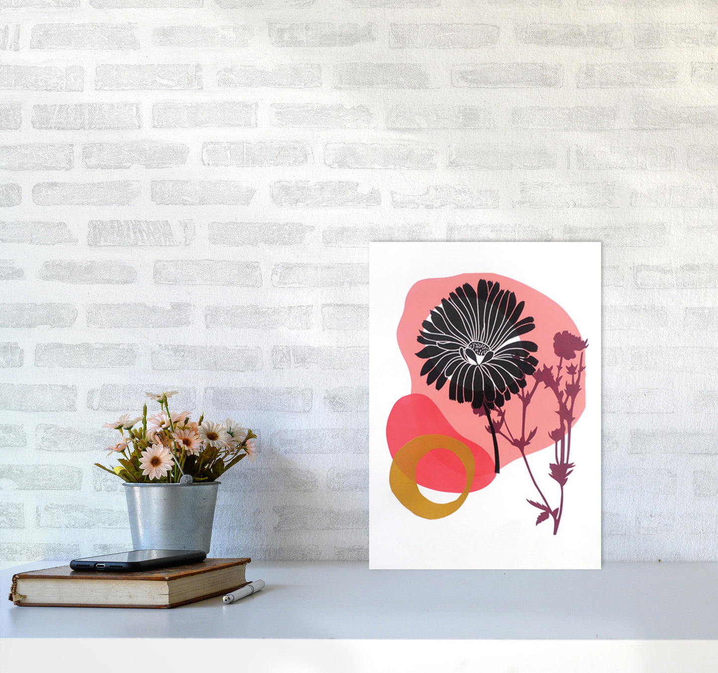 Calendula Officinalis postcard Art Print by Kate Heiss A3 Black Frame