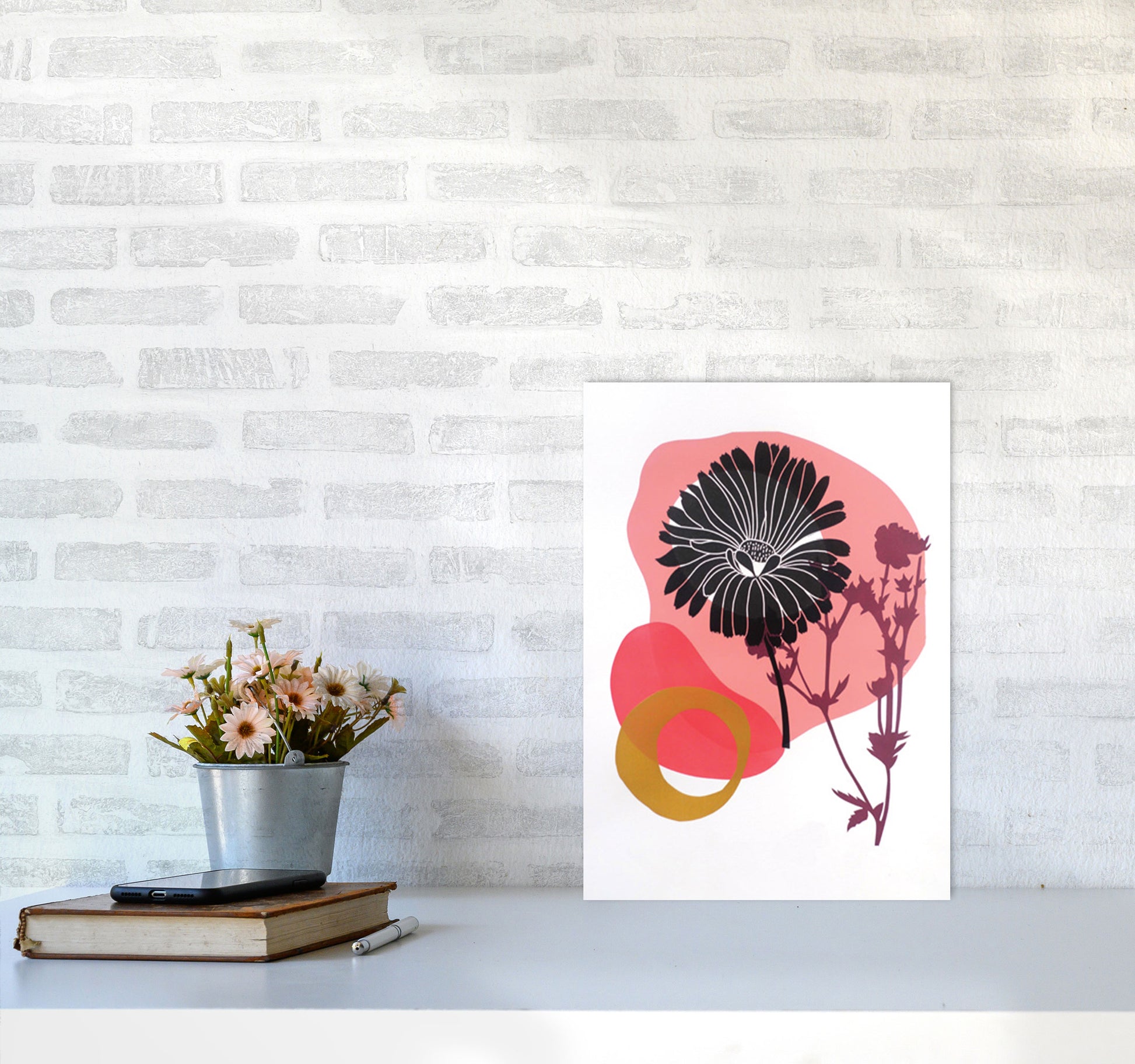 Calendula Officinalis postcard Art Print by Kate Heiss A3 Black Frame