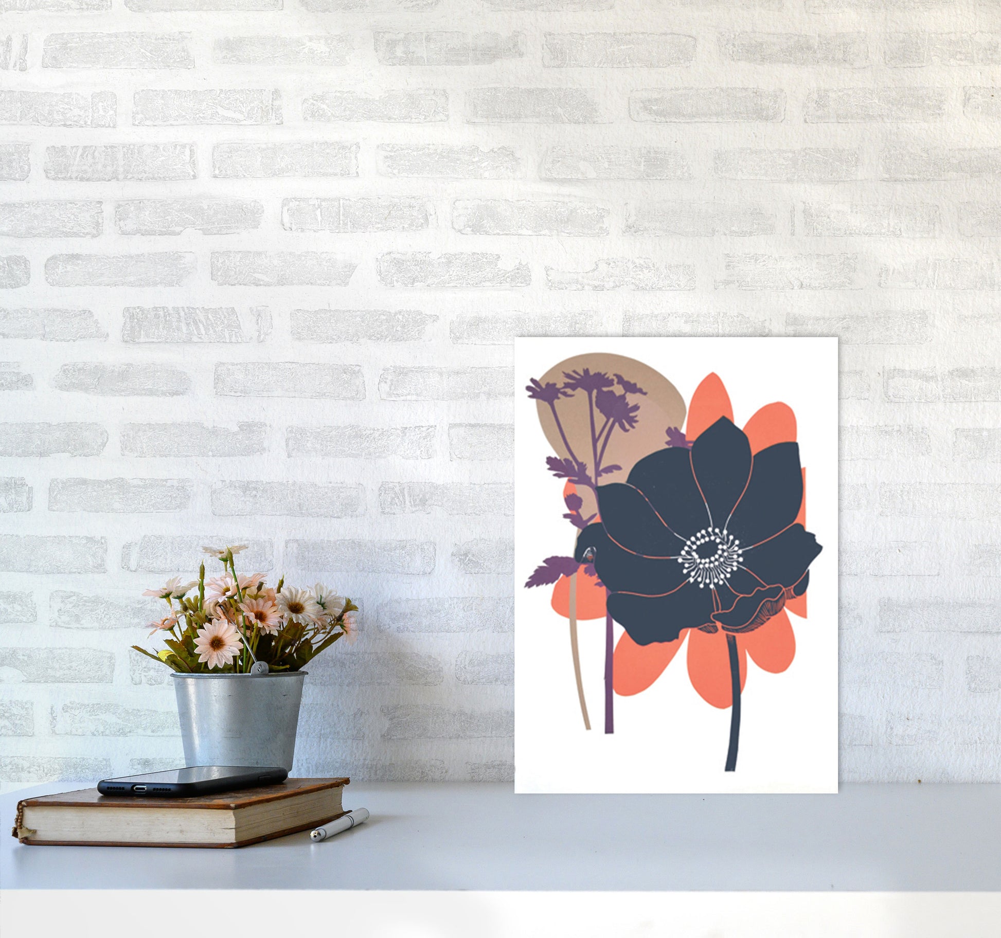 Anemone Coronaria Art Print by Kate Heiss A3 Black Frame