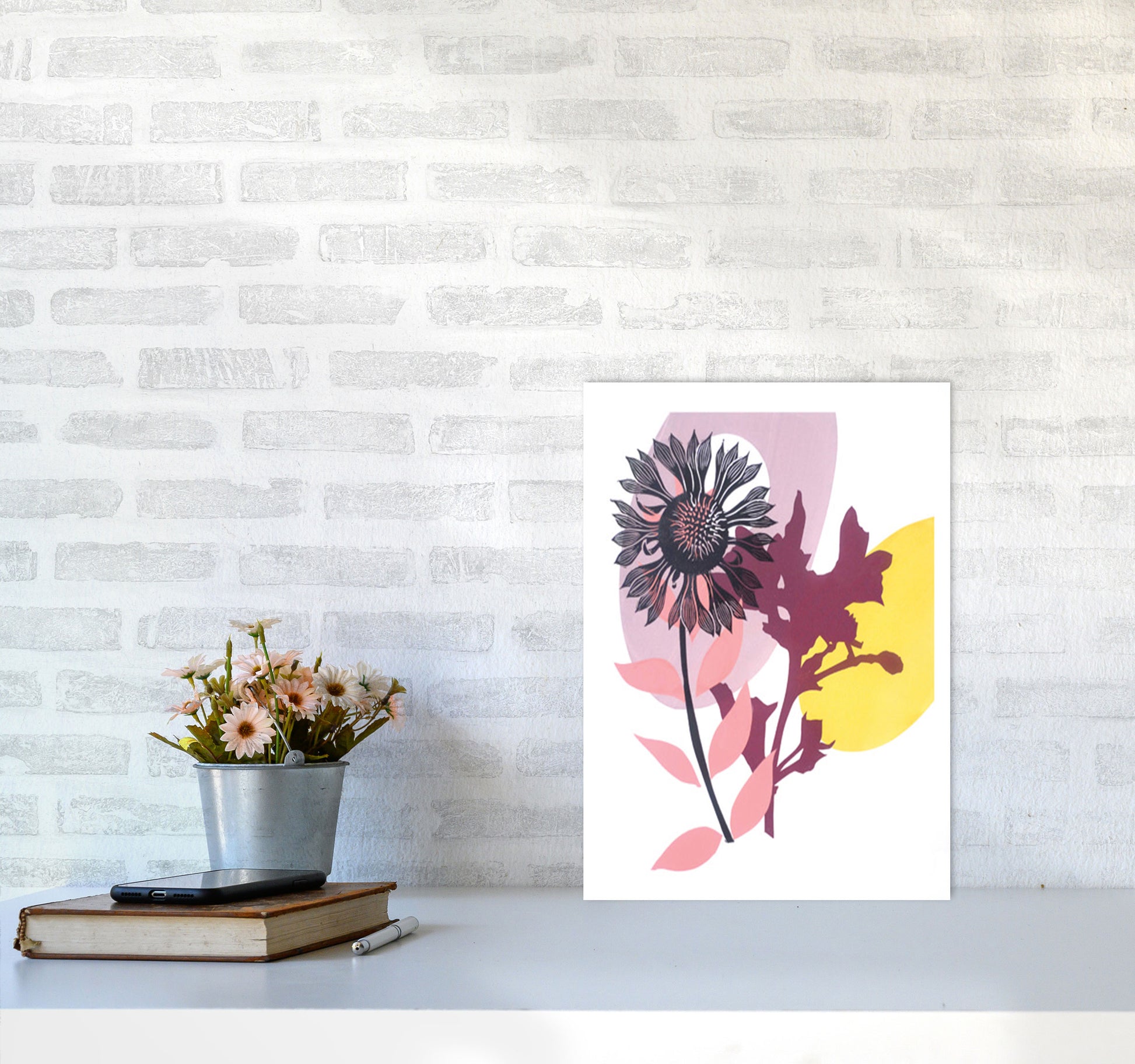 Gaillardia postcard Art Print by Kate Heiss A3 Black Frame
