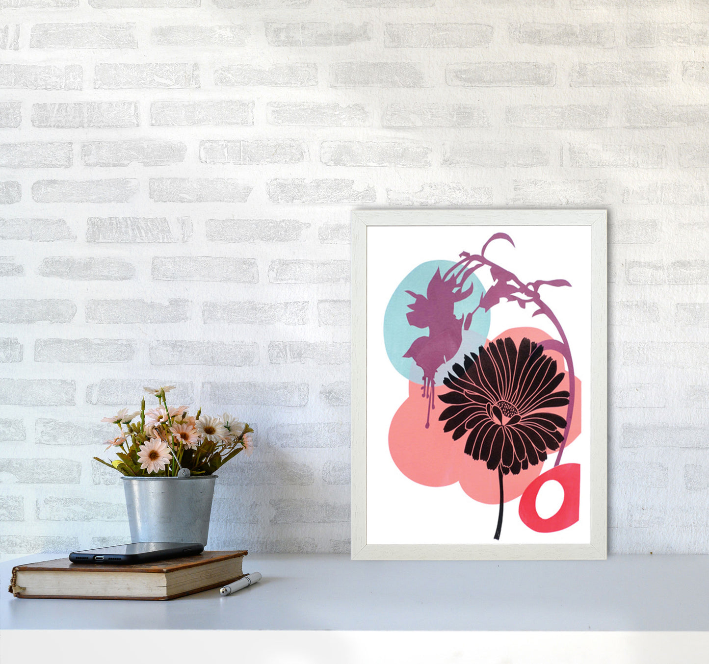 Fuschia Art Print by Kate Heiss A3 Oak Frame