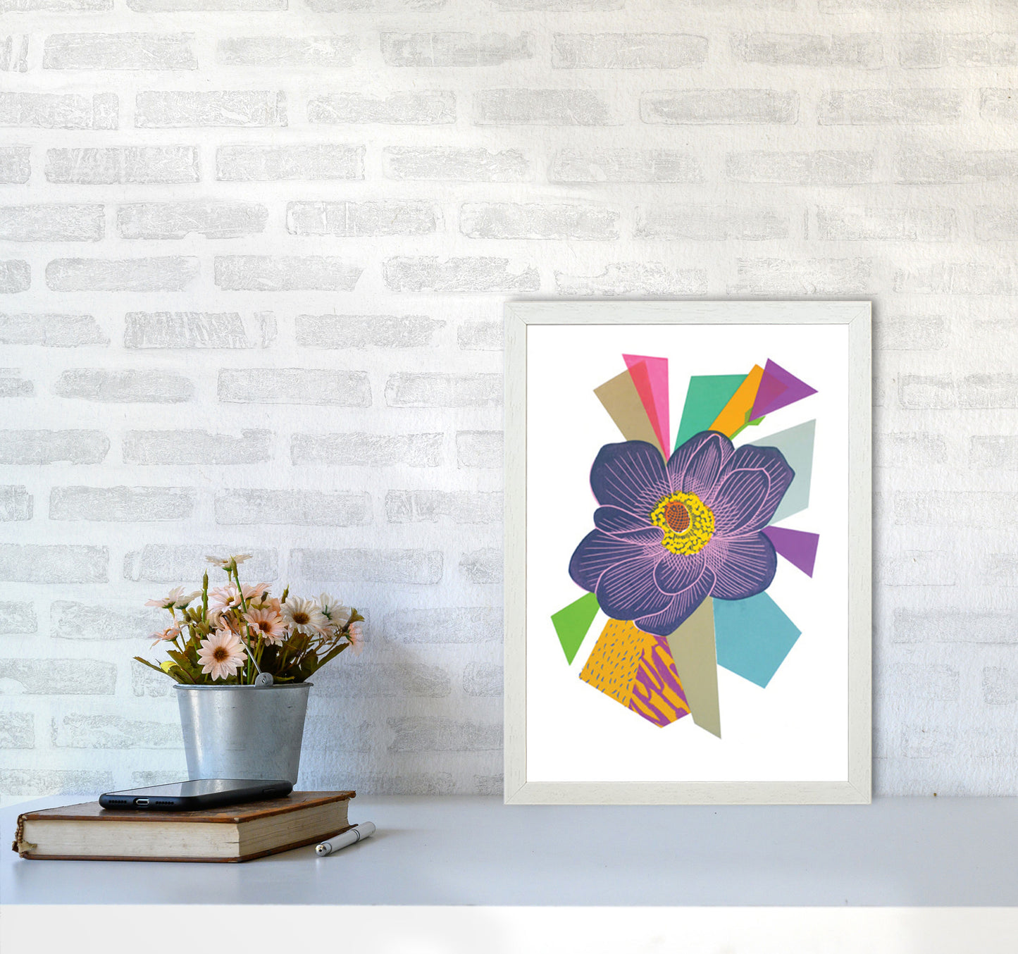 Anemone1 Series 1 Art Print by Kate Heiss A3 Oak Frame