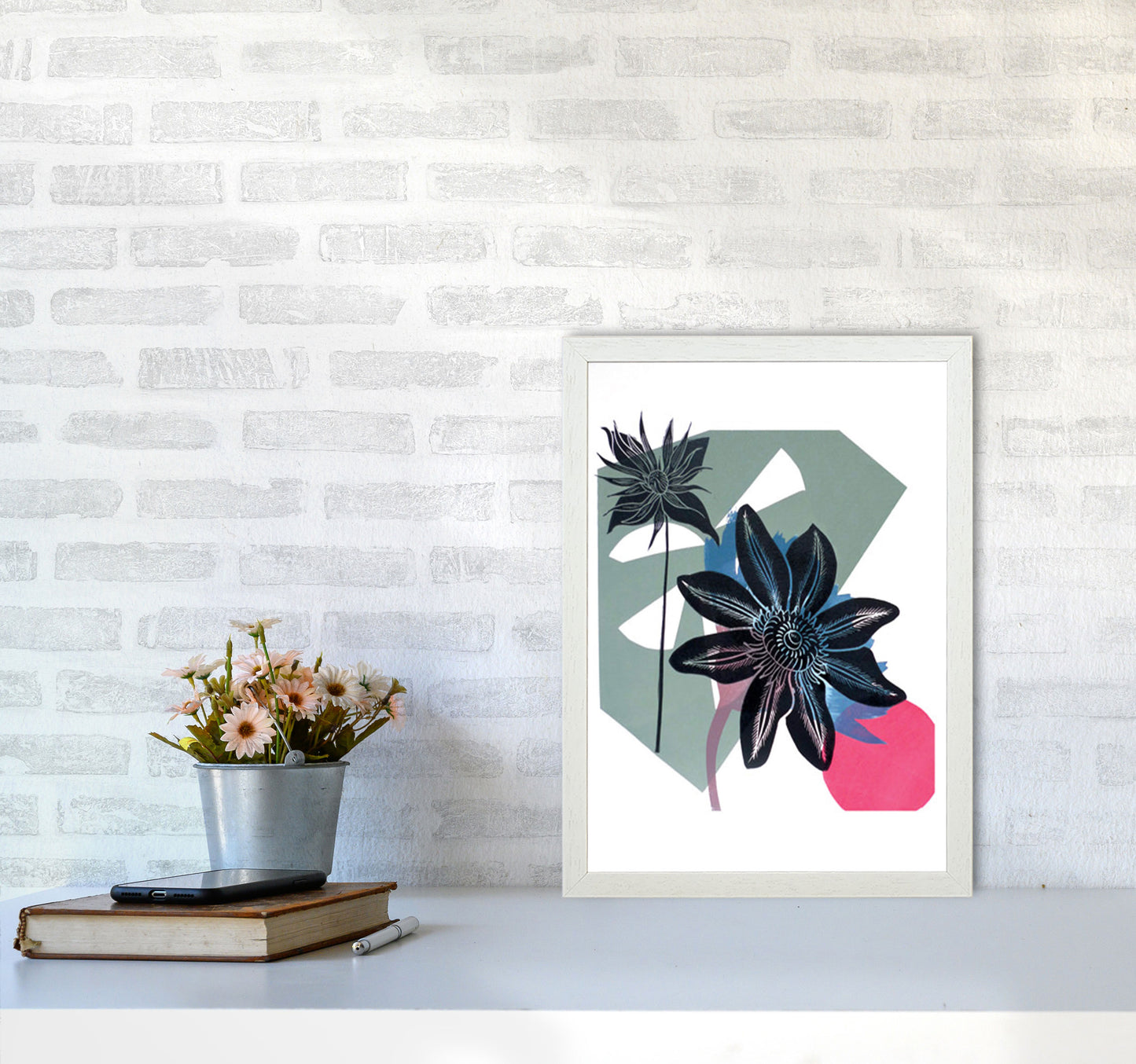 Aquilegia Art Print by Kate Heiss A3 Oak Frame
