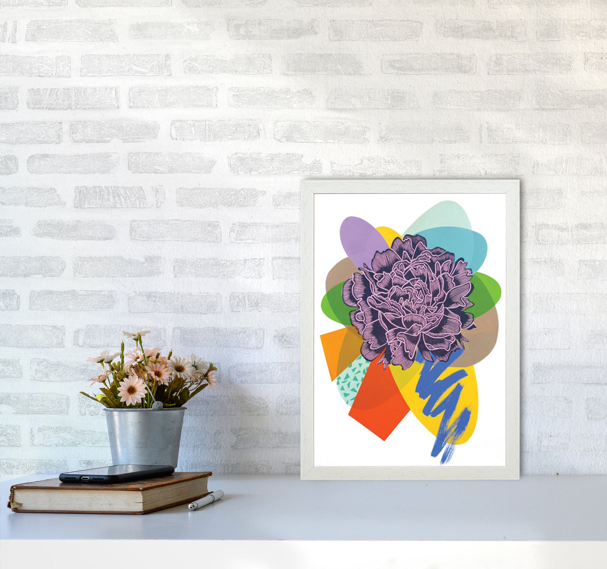 Peony 4 Series 1 Art Print by Kate Heiss A3 Oak Frame
