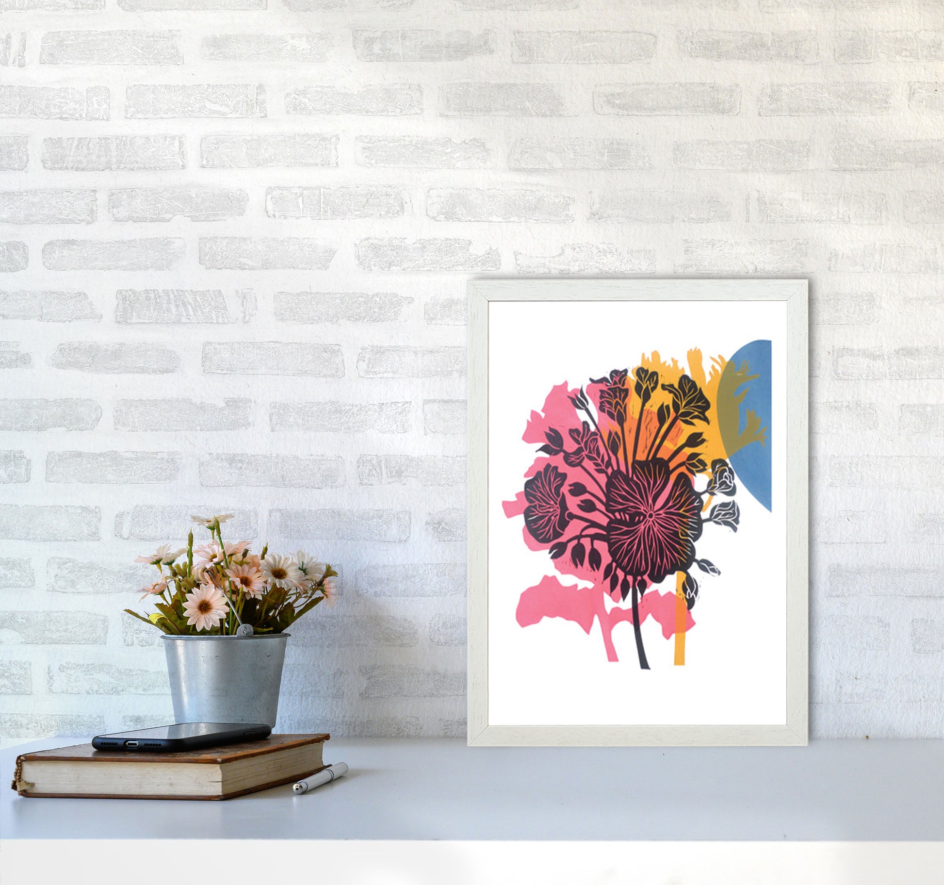 Geranium Art Print by Kate Heiss A3 Oak Frame